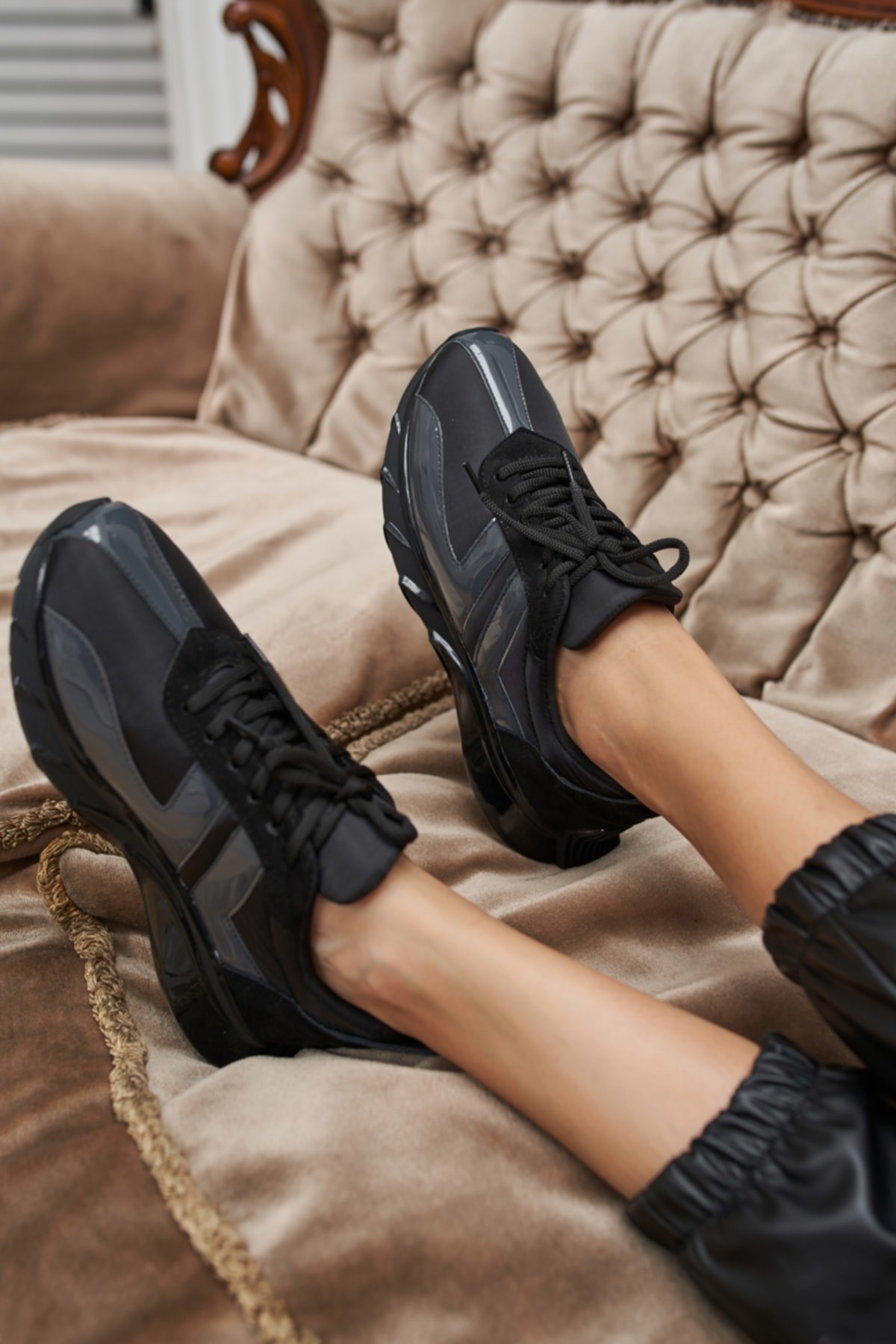 Fabiana Kadın Siyah Paraşüt Seffaf Detay Airtaban Sneakers