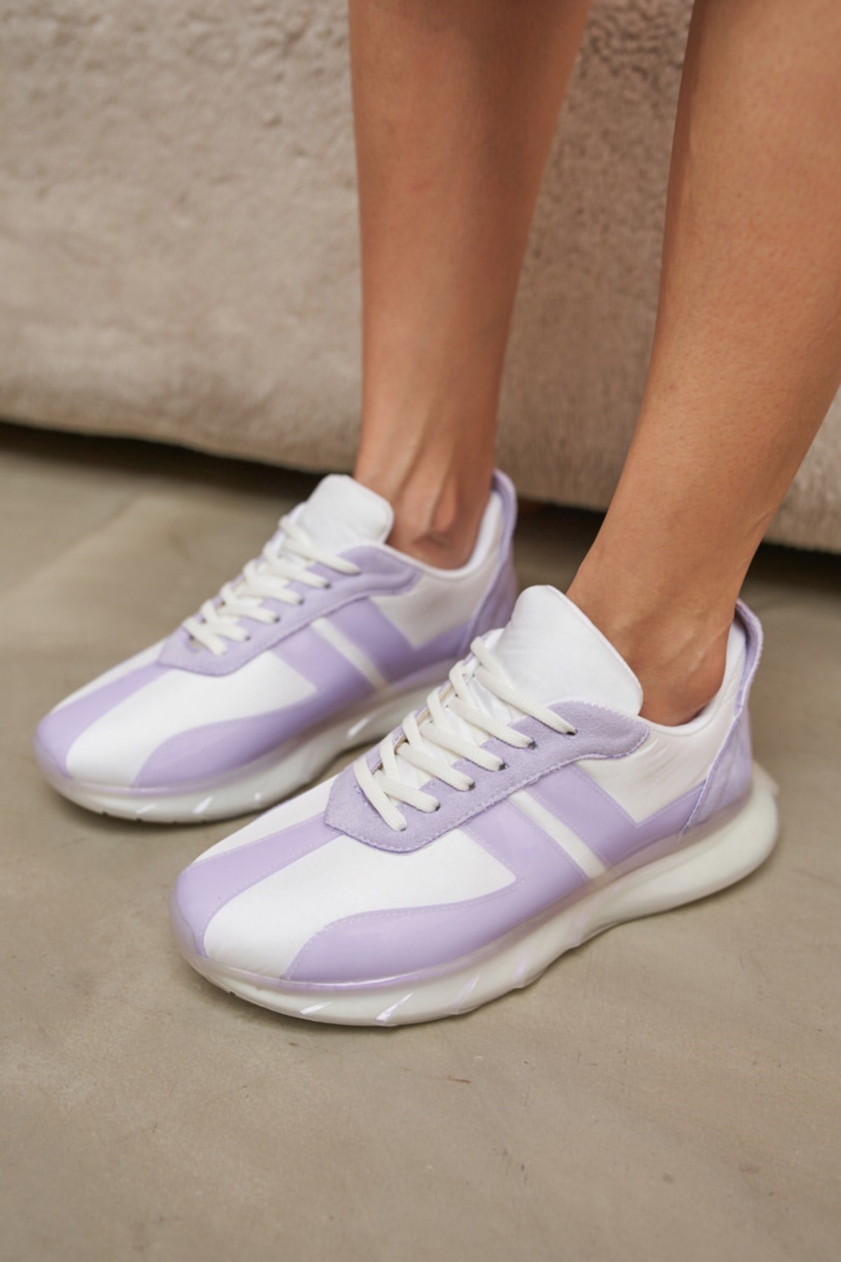 Fabiana Kadin Beyaz Lila Detay Airtaban Detay Sneakers