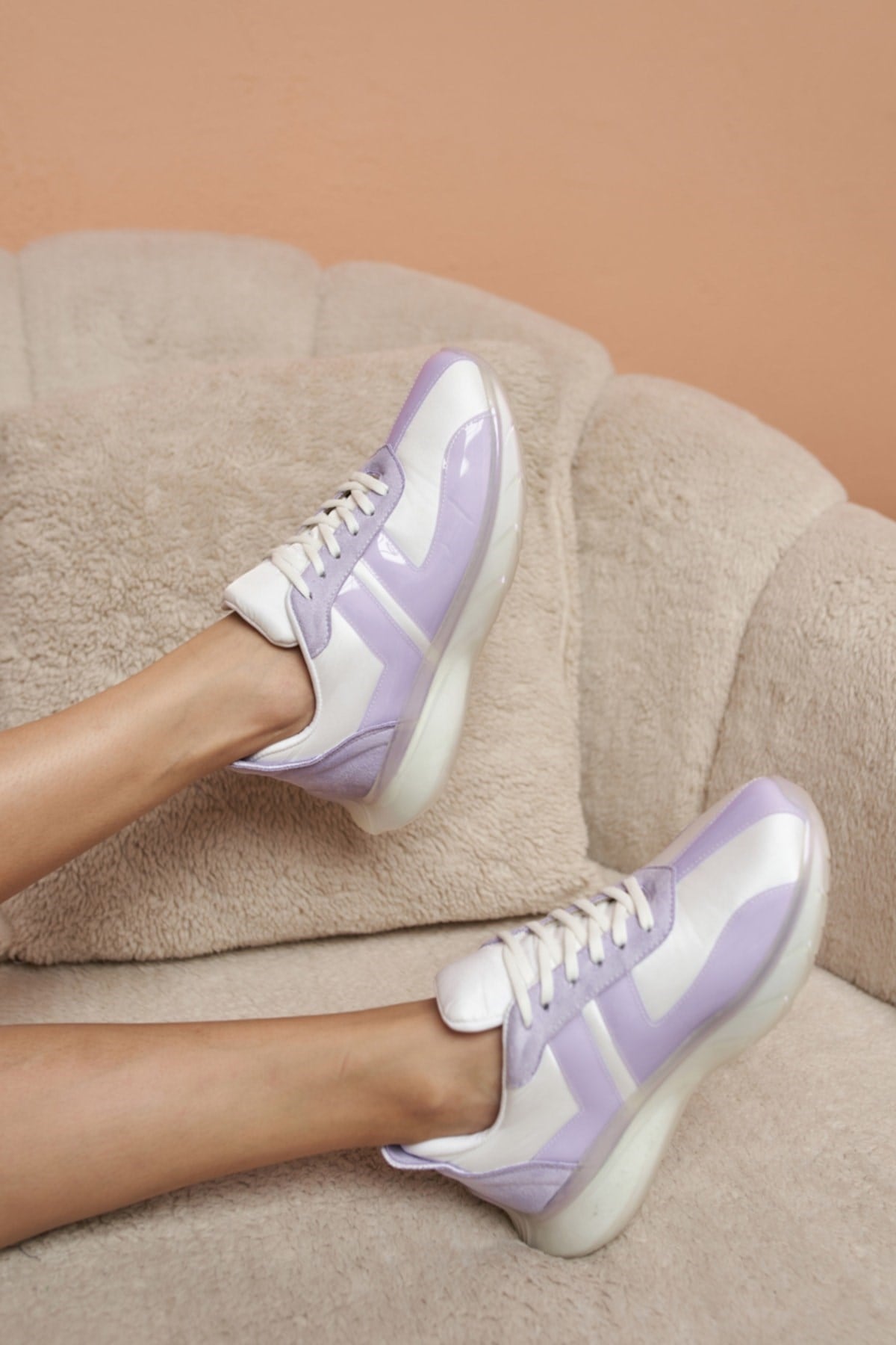 Fabiana Kadin Beyaz Lila Detay Airtaban Detay Sneakers