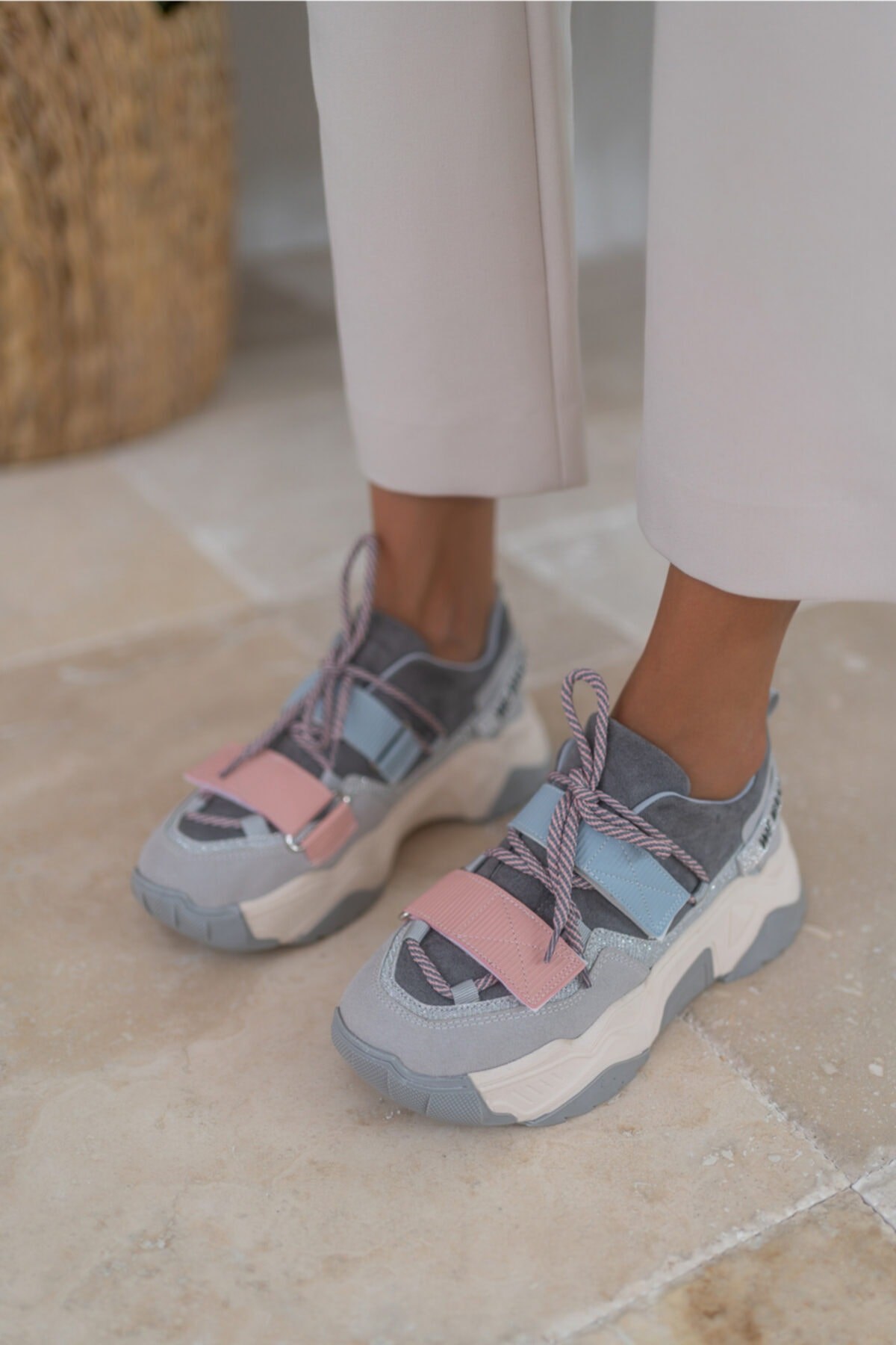 Brecka Kadin Gri Siyah Sneakers