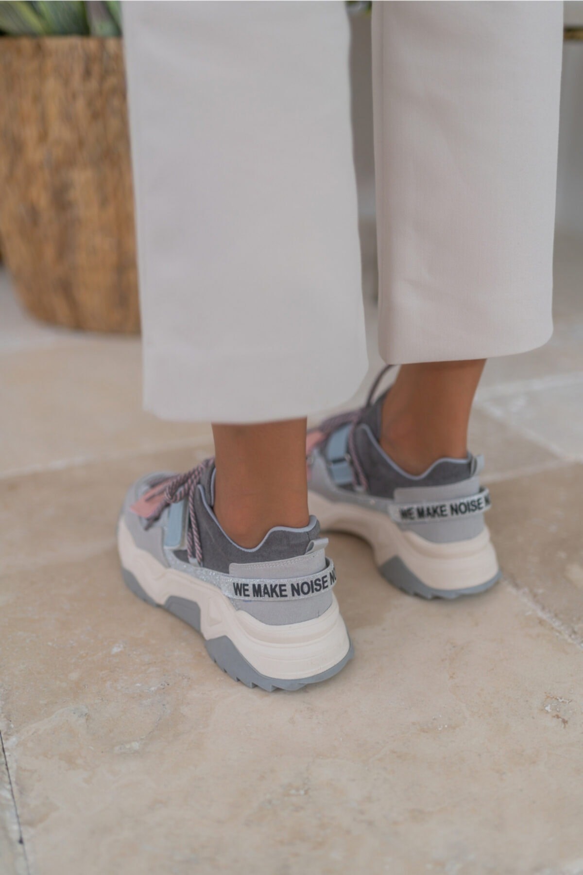 Brecka Kadin Gri Siyah Sneakers