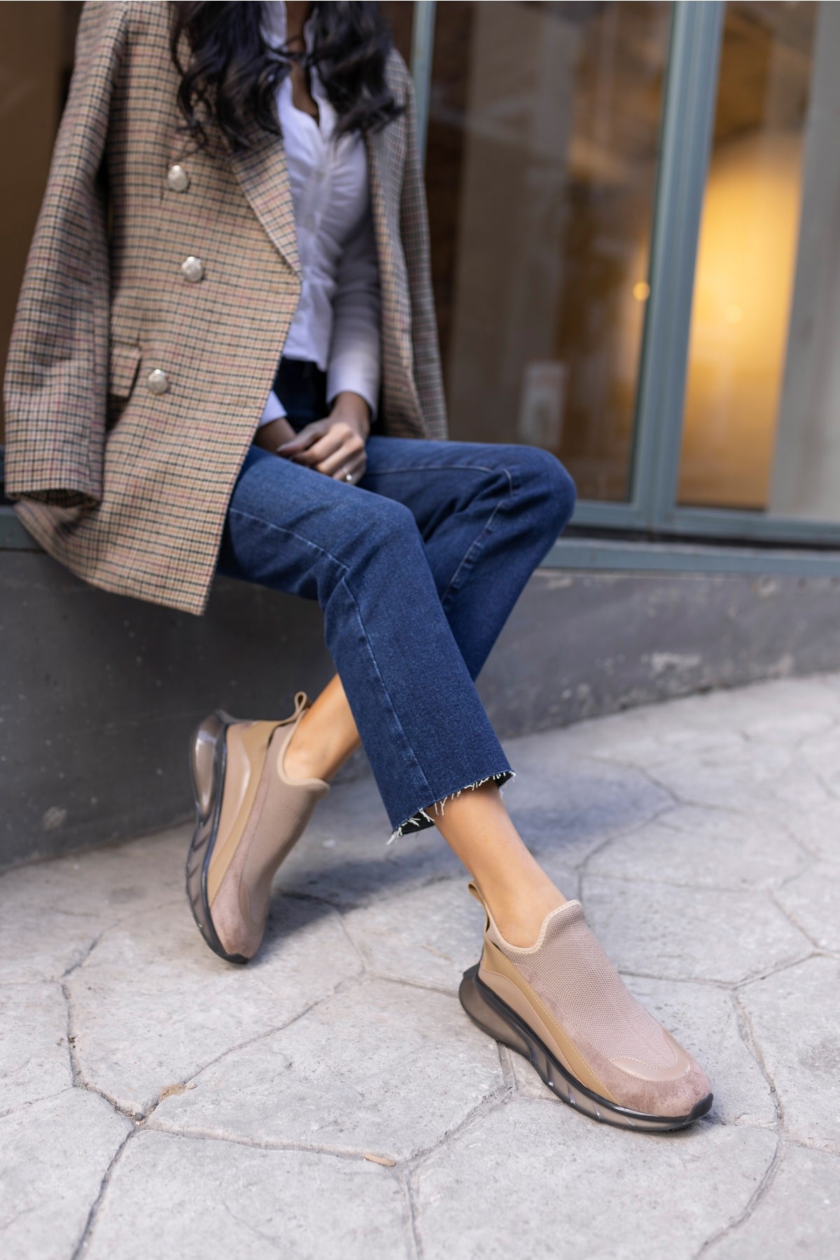Calole Kadın Vizon Çorap Sneakers