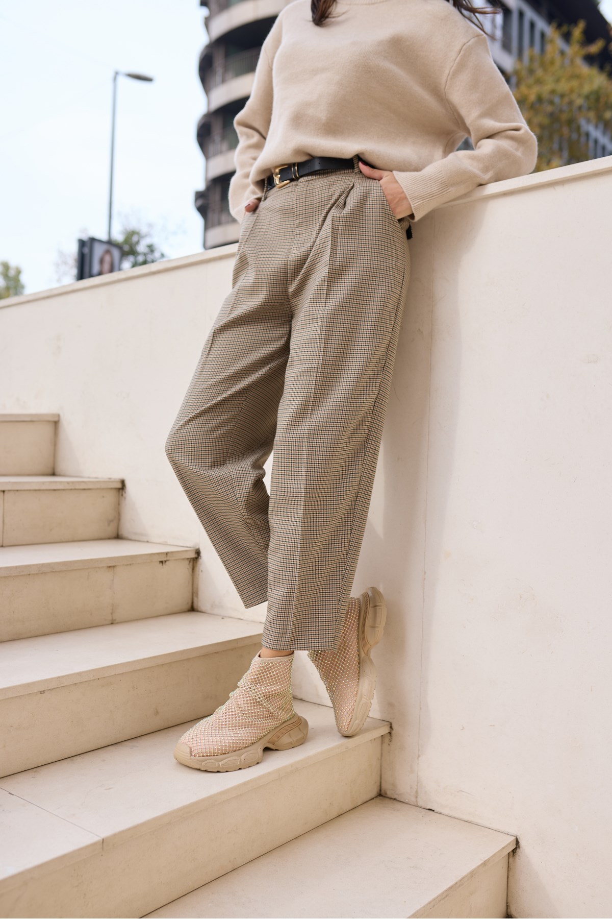 DEJAA KADİN BEJ NUDE TAŞLİ SNEAKER BOT