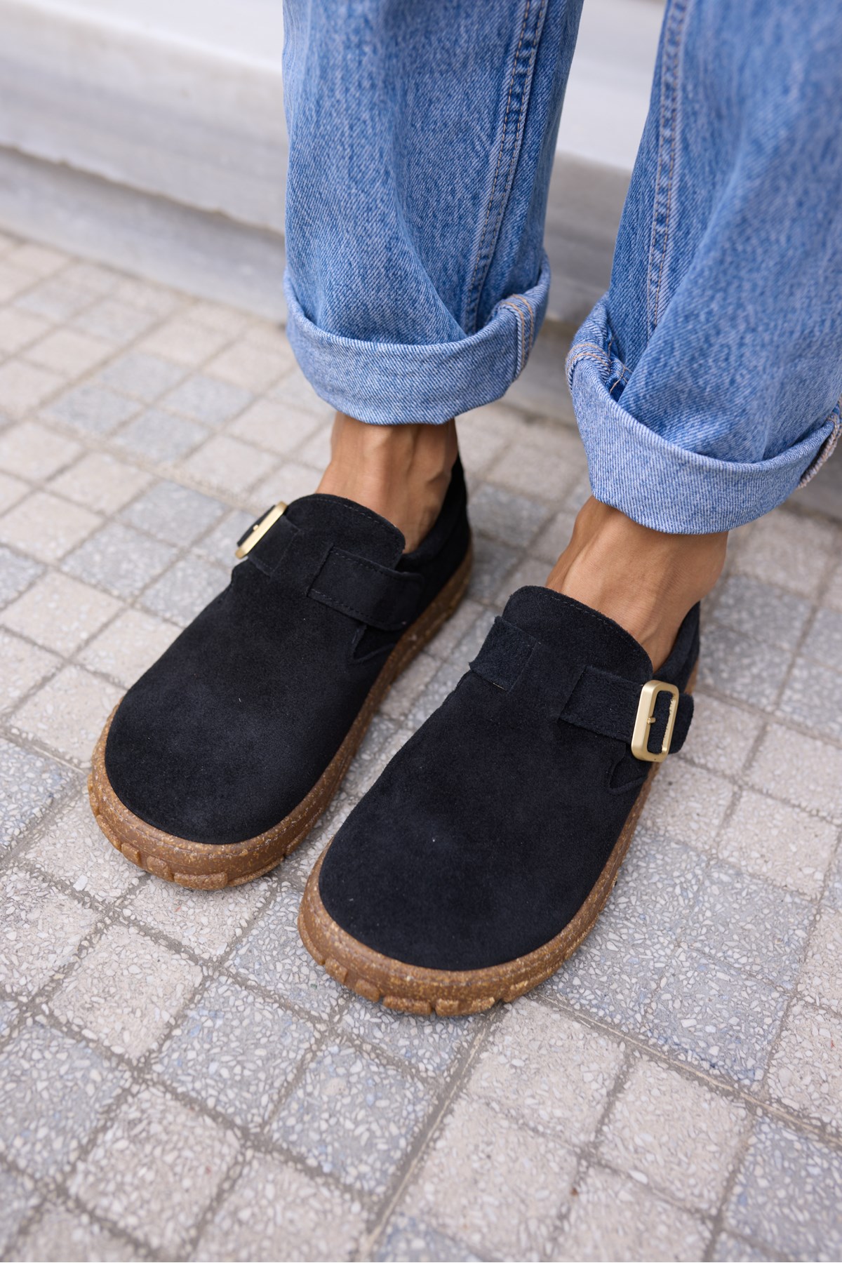 ALESSİ KADİN SİYAH GERCEK SUET LOAFER AYAKKABİ