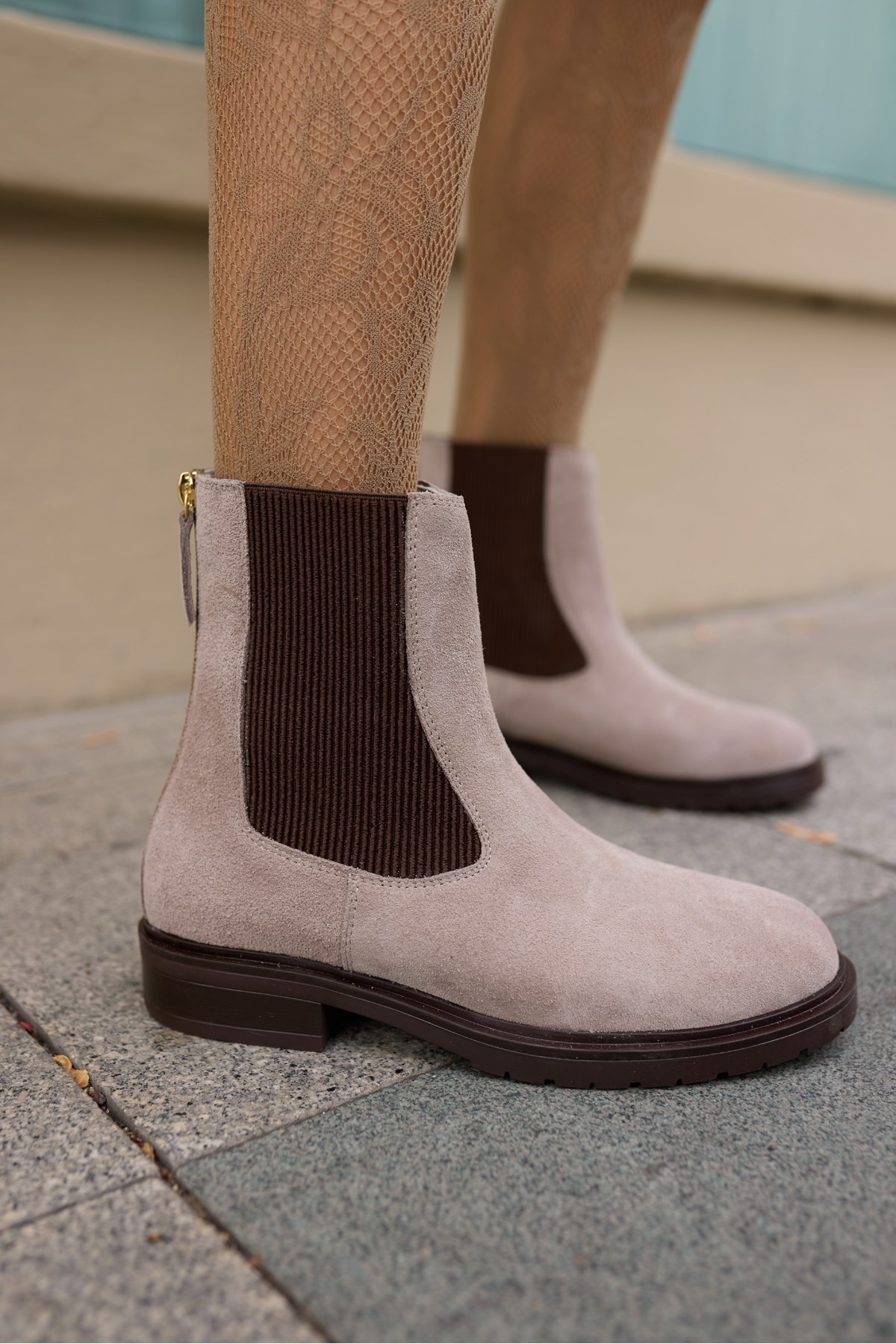 HELLA KADIN VİZON DERİ SUET LASTIK DETAY BOT