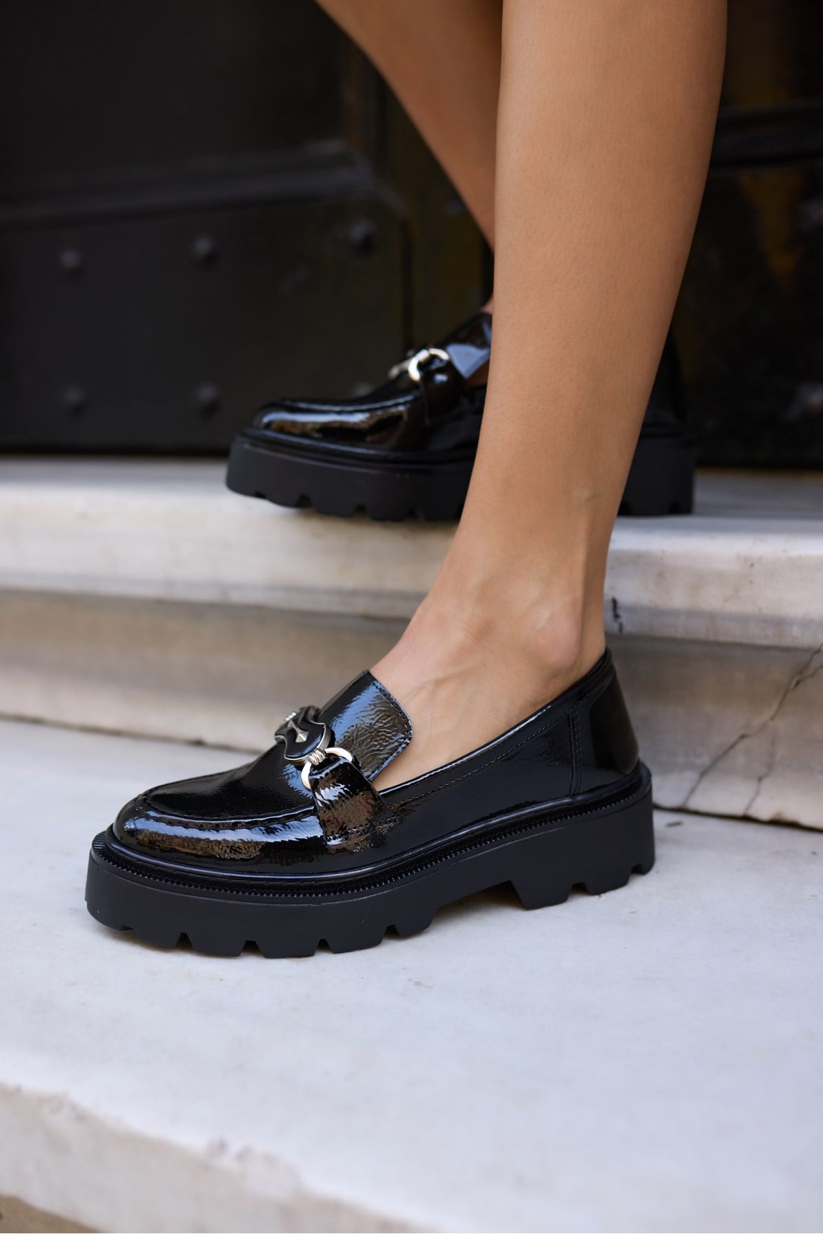 MULAYA KADIN SİYAH RUGAN LOAFER AYAKKABİ