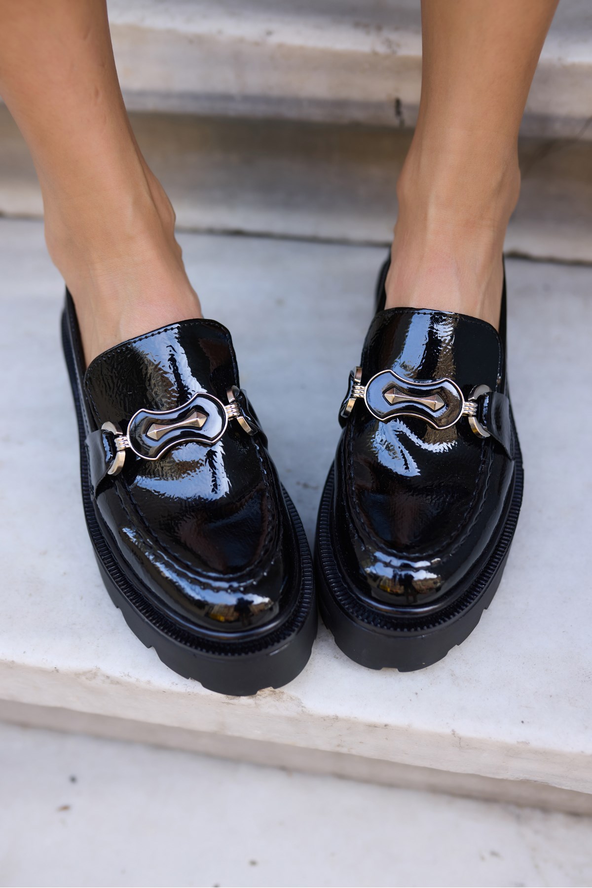 MULAYA KADIN SİYAH RUGAN LOAFER AYAKKABİ