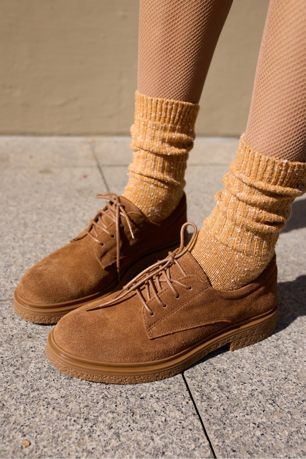 LECH KADIN TABA GERCEK SUET BAGCIKLI OXFORD LOAFER AYAKKABİ