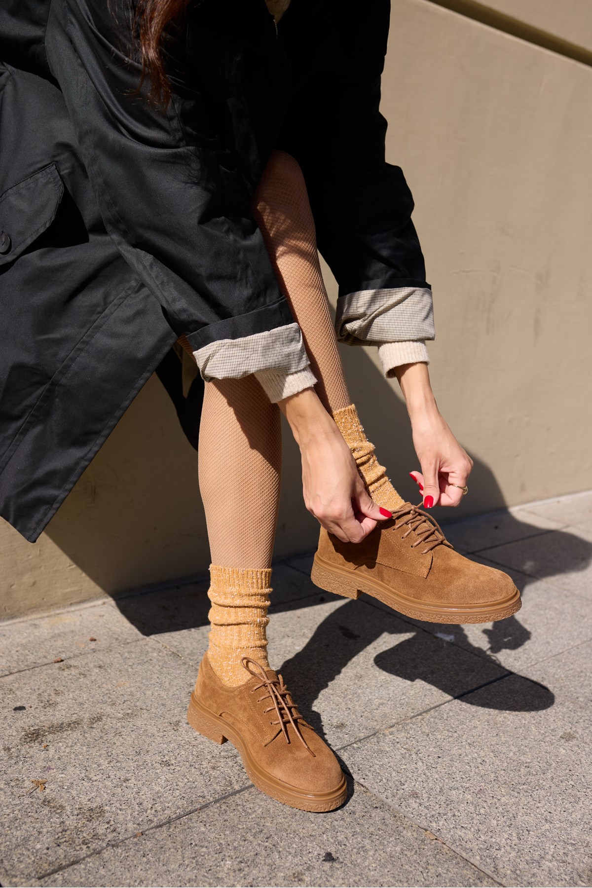 LECH KADIN TABA GERCEK SUET BAGCIKLI OXFORD LOAFER AYAKKABİ