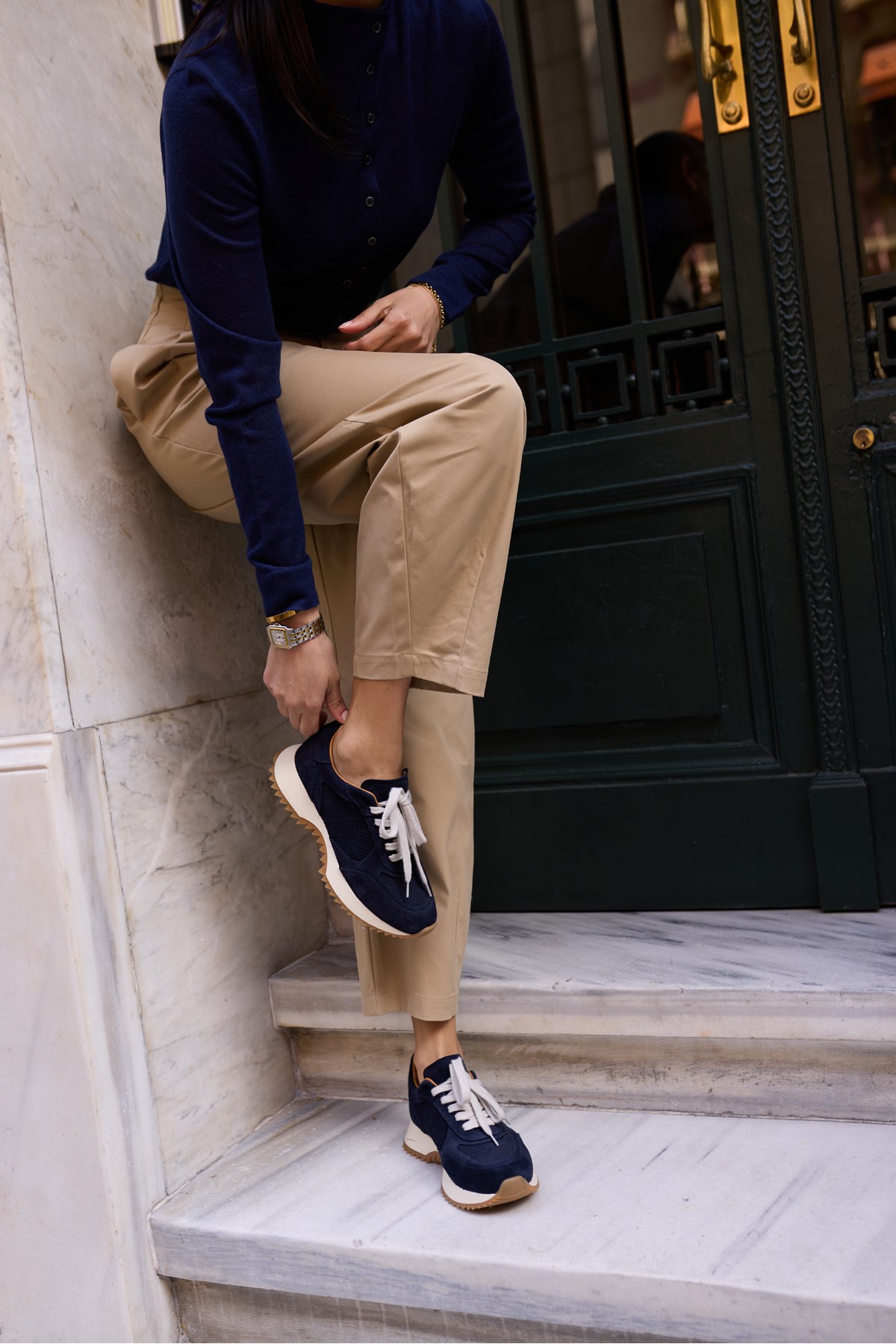 PELLUNA KADİN LACİVERT GERCEK DERİ SUET SNEAKER