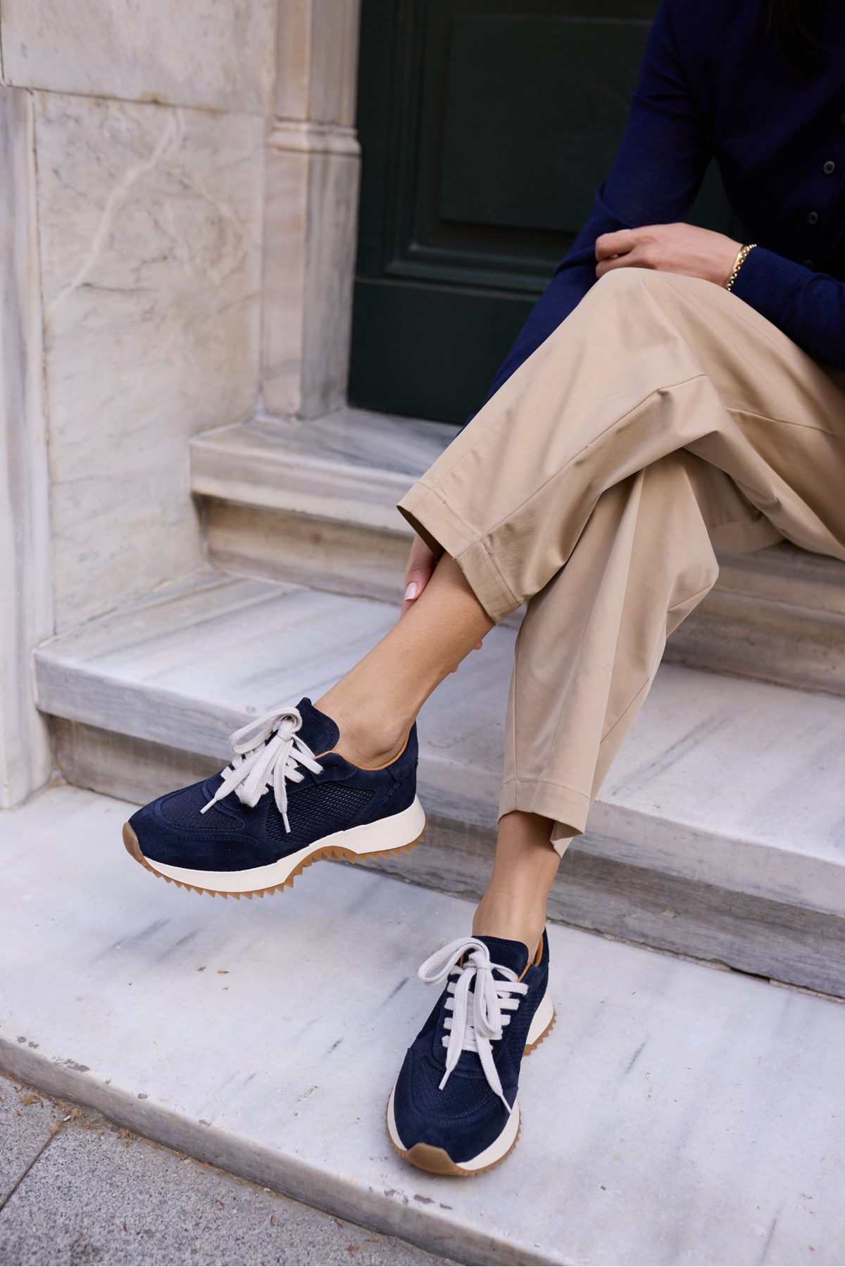 PELLUNA KADİN LACİVERT GERCEK DERİ SUET SNEAKER