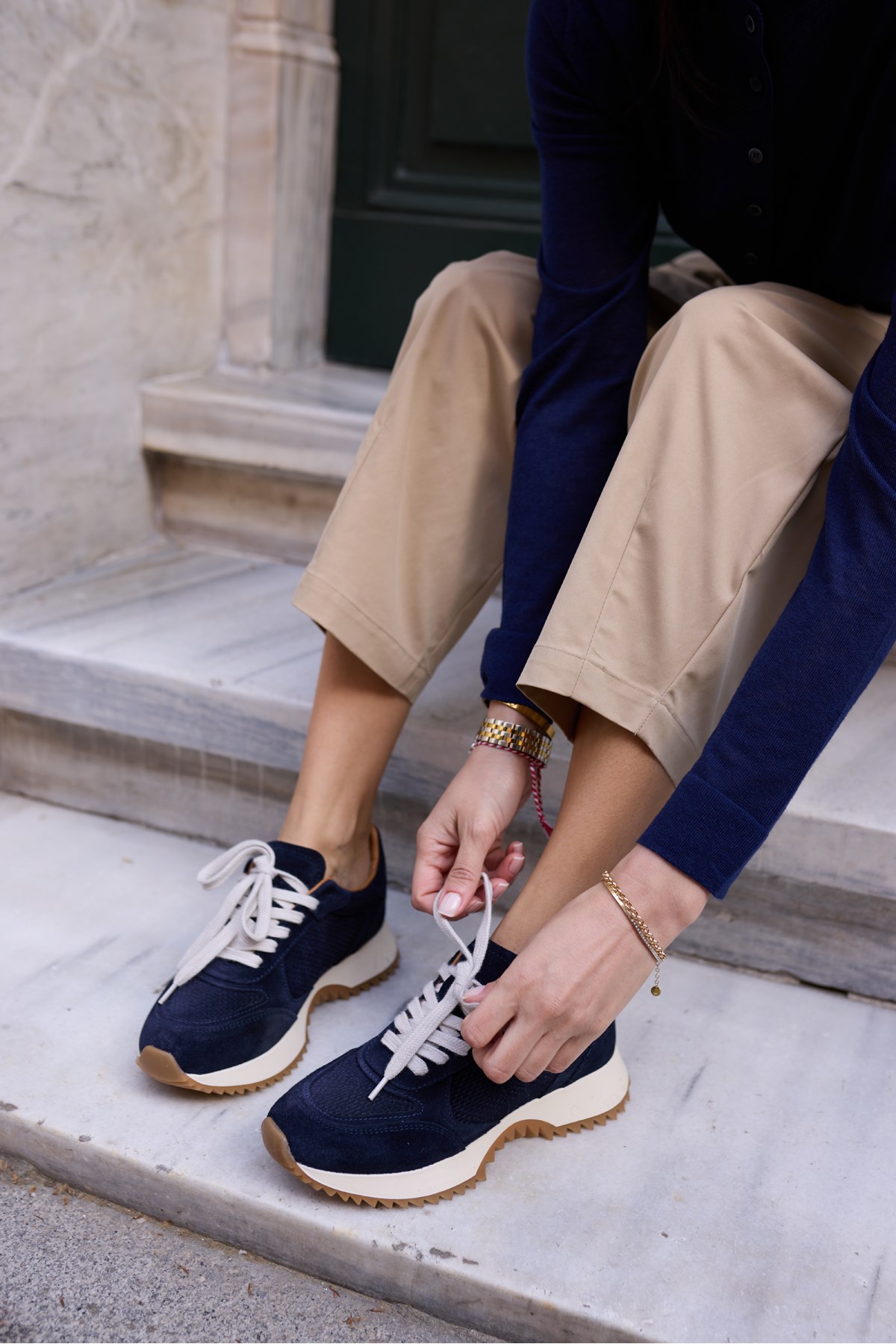 PELLUNA KADİN LACİVERT GERCEK DERİ SUET SNEAKER