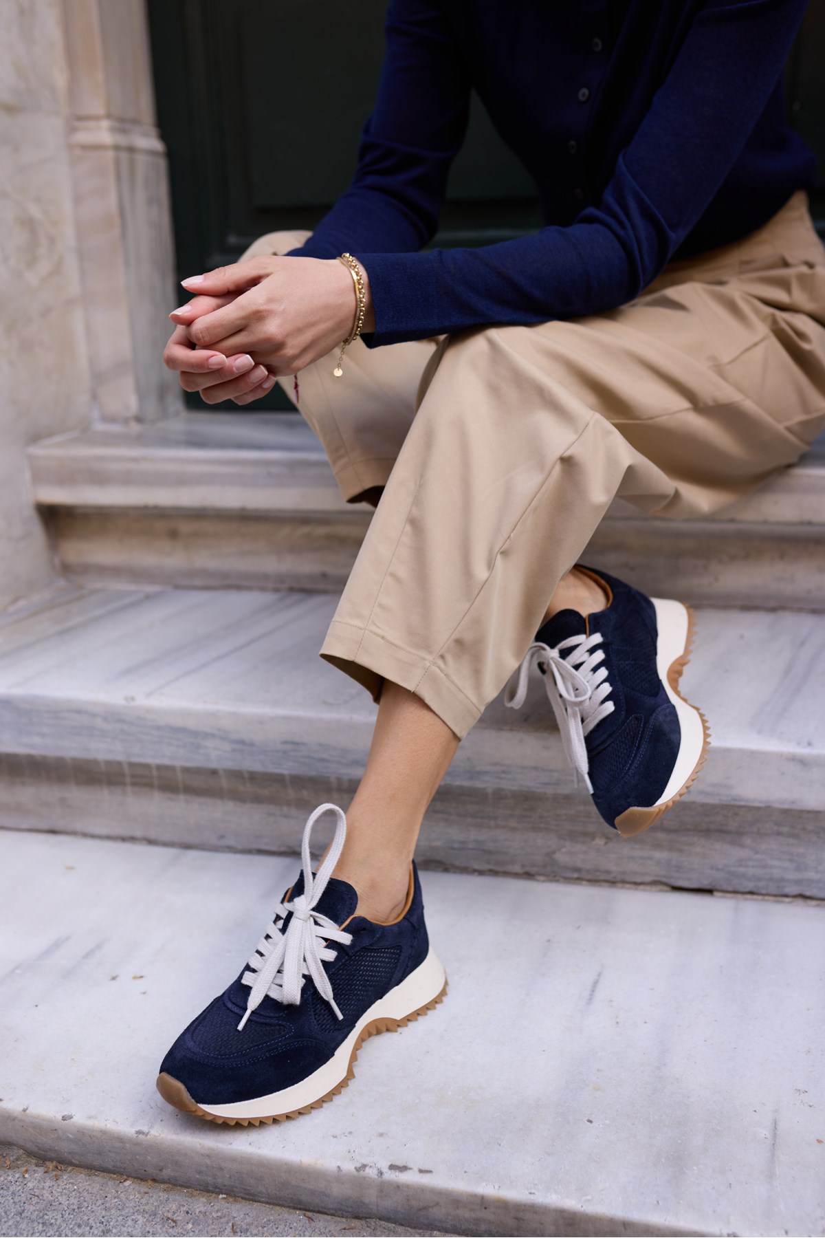 PELLUNA KADİN LACİVERT GERCEK DERİ SUET SNEAKER
