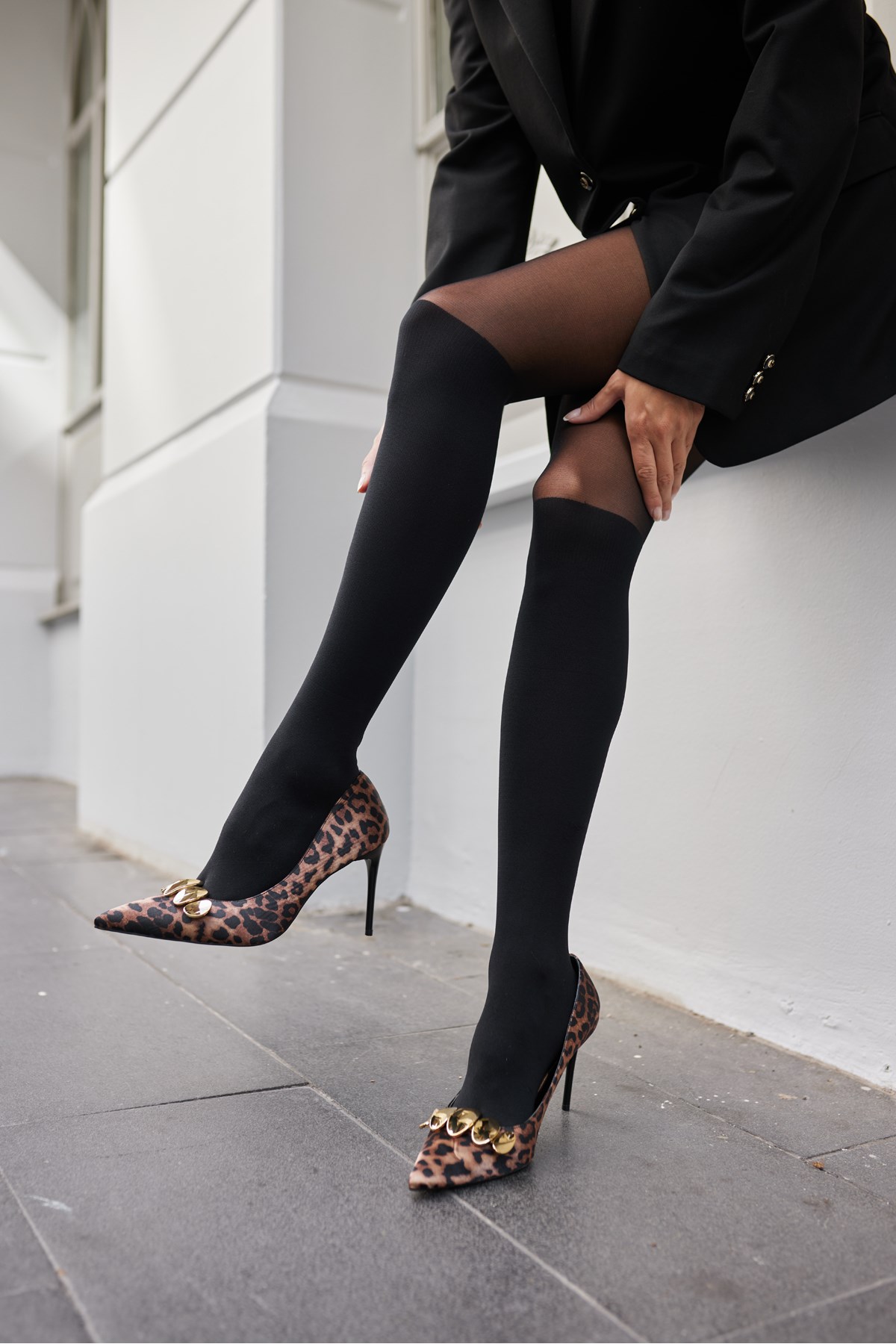 NOOM KADIN LEOPAR TOKALİ METAL TOPUKLU STILETTO