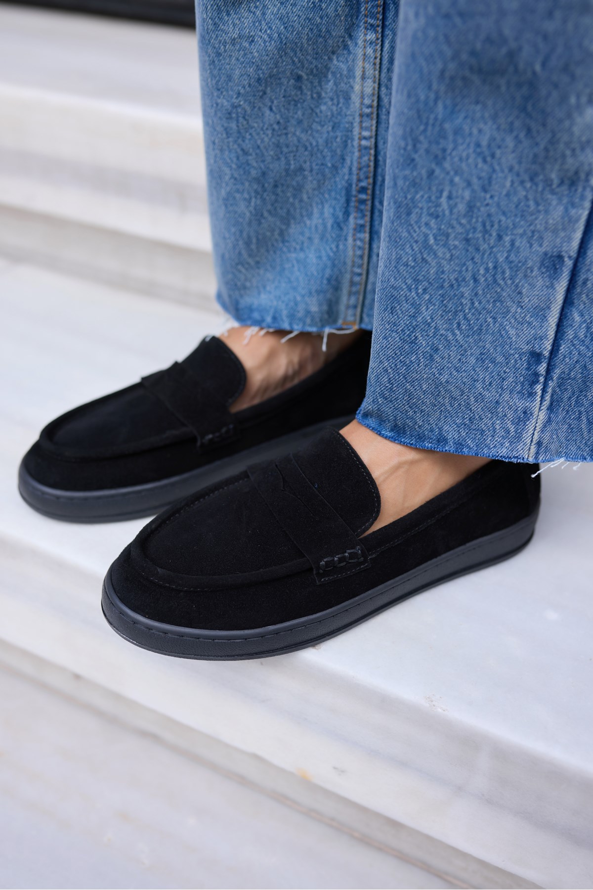 CRAFT KADIN SİYAH DERİ SUET LOAFER AYAKKABİ