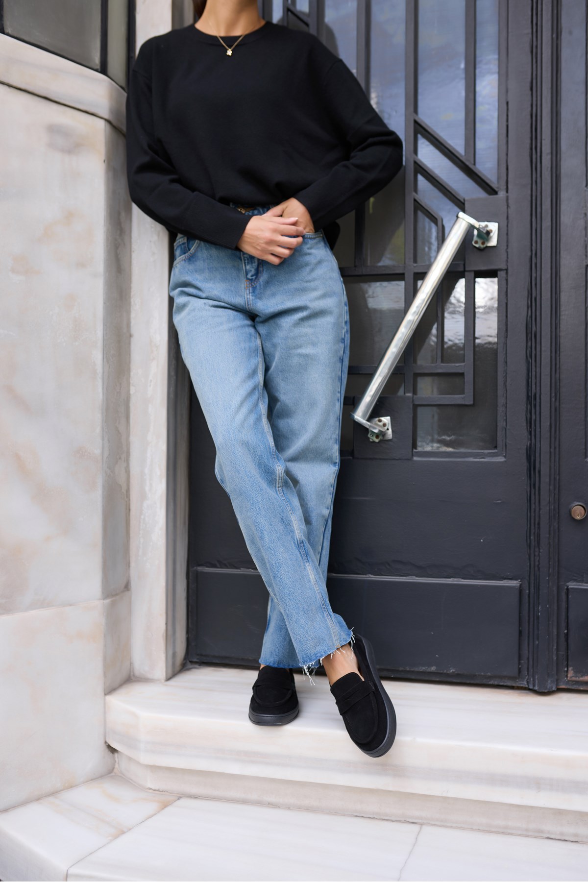 CRAFT KADIN SİYAH DERİ SUET LOAFER AYAKKABİ