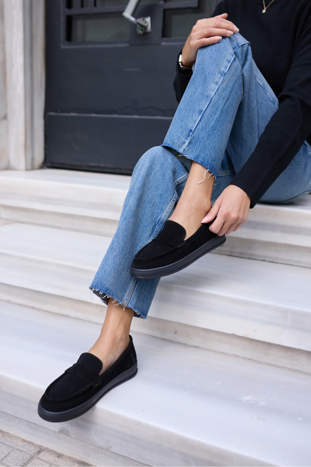 CRAFT KADIN SİYAH DERİ SUET LOAFER AYAKKABİ