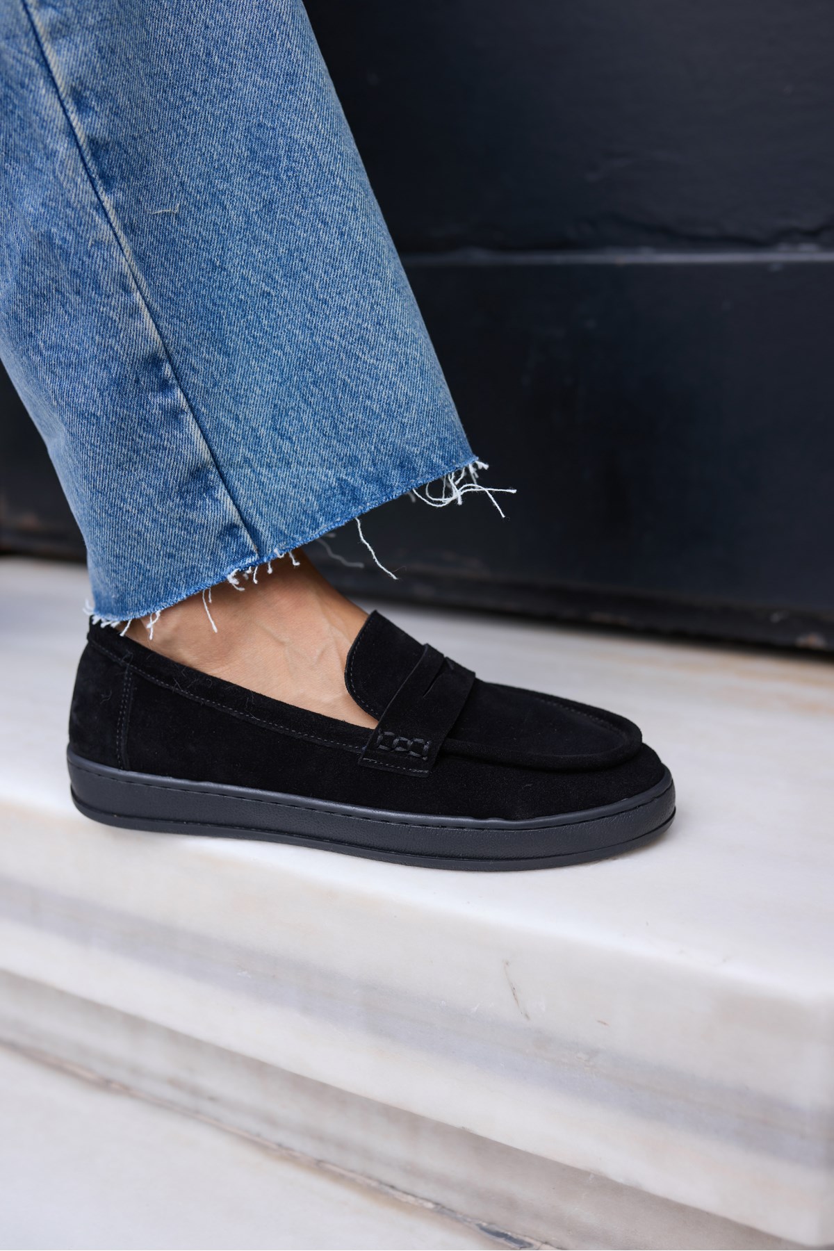 CRAFT KADIN SİYAH DERİ SUET LOAFER AYAKKABİ