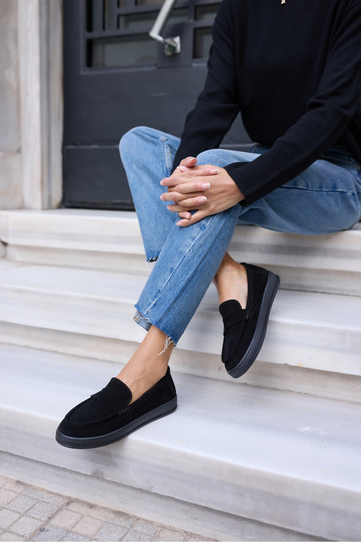 CRAFT KADIN SİYAH DERİ SUET LOAFER AYAKKABİ