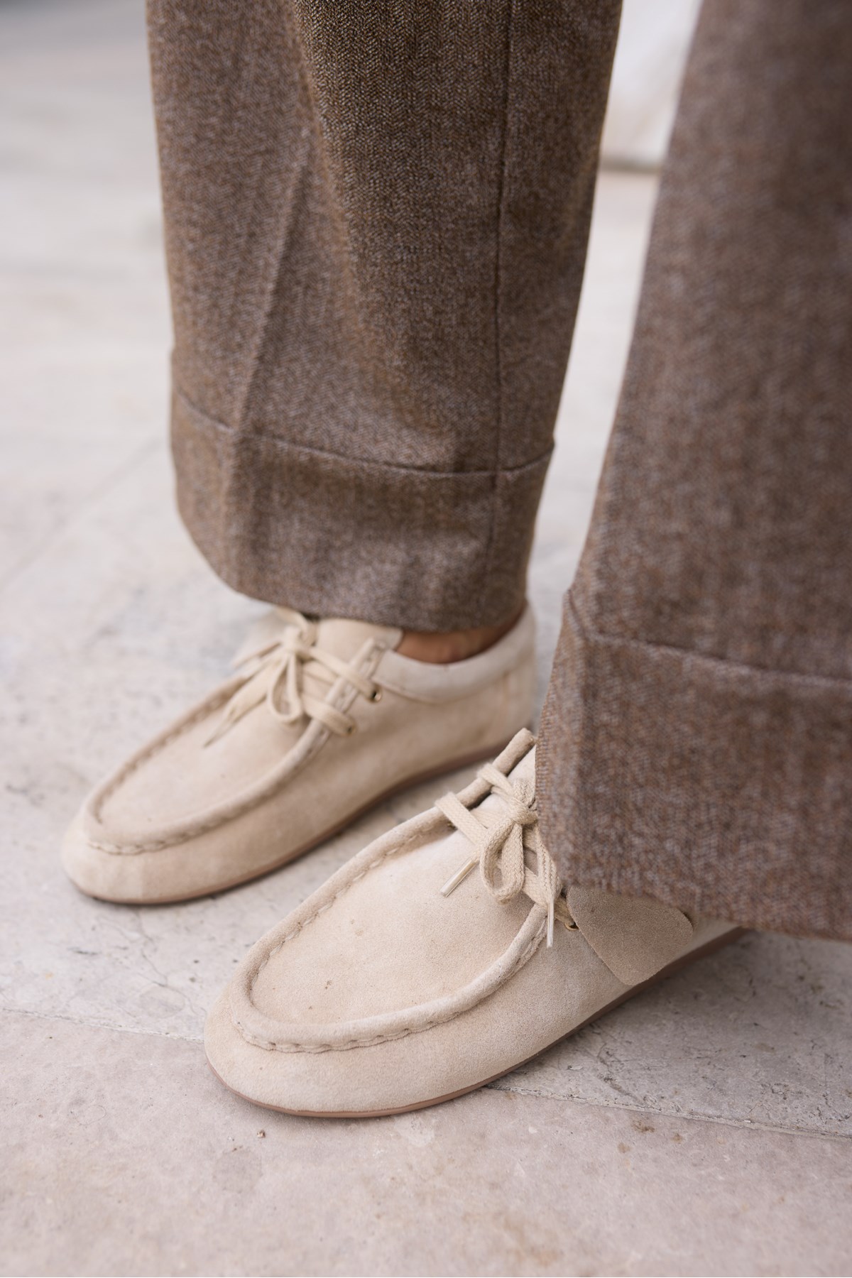 POET KADİN BEJ GERCEK SUET LOAFER AYAKKABİ