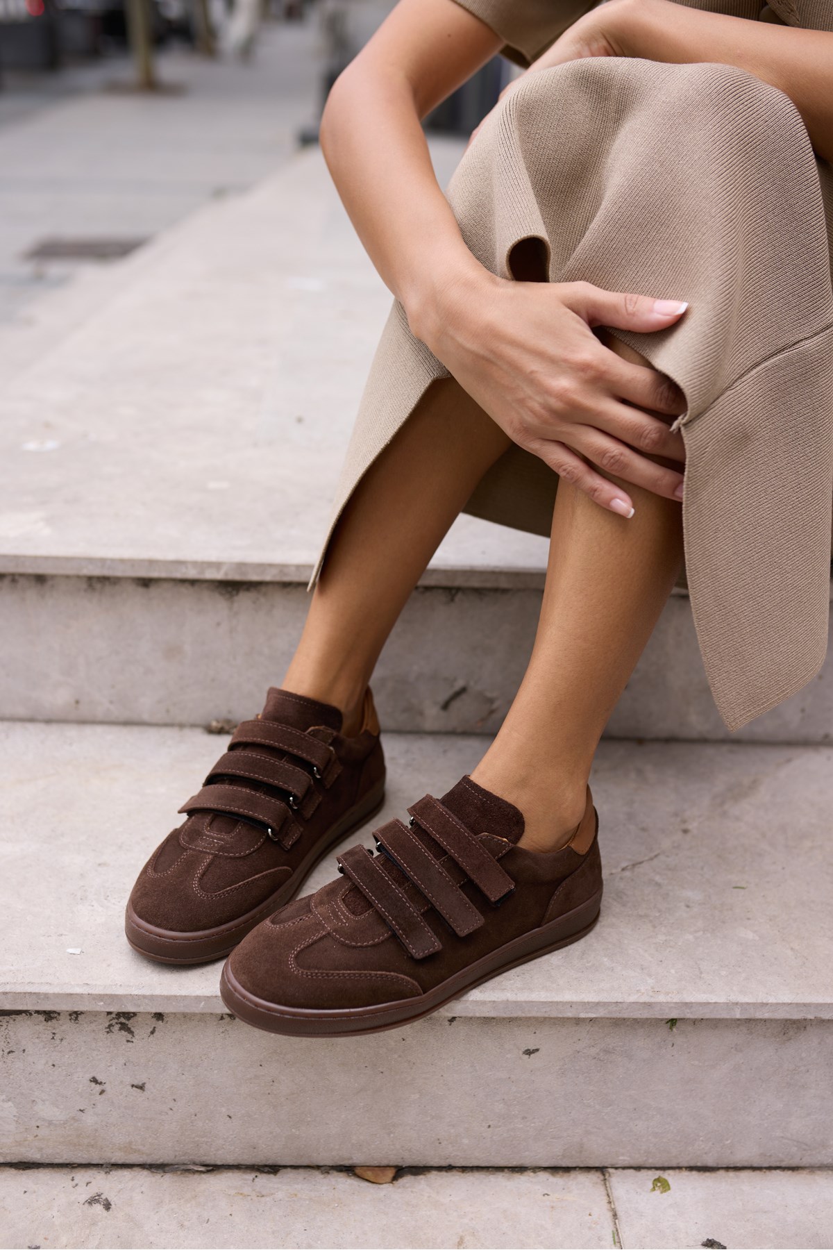 JOLANTA KADIN KAHVERENGİ CİRTLİ SUET SNEAKER