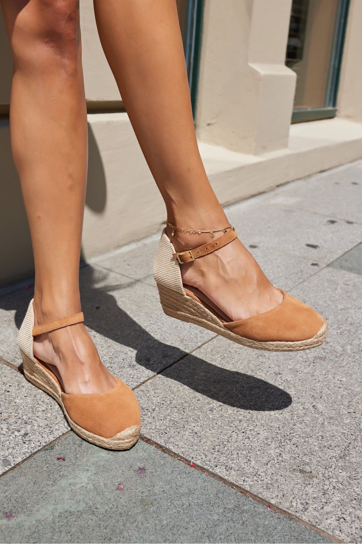 MİSS KADIN TABA GERCEK DERİ SÜET ESPADRIL 5 CM TABAN SANDALET
