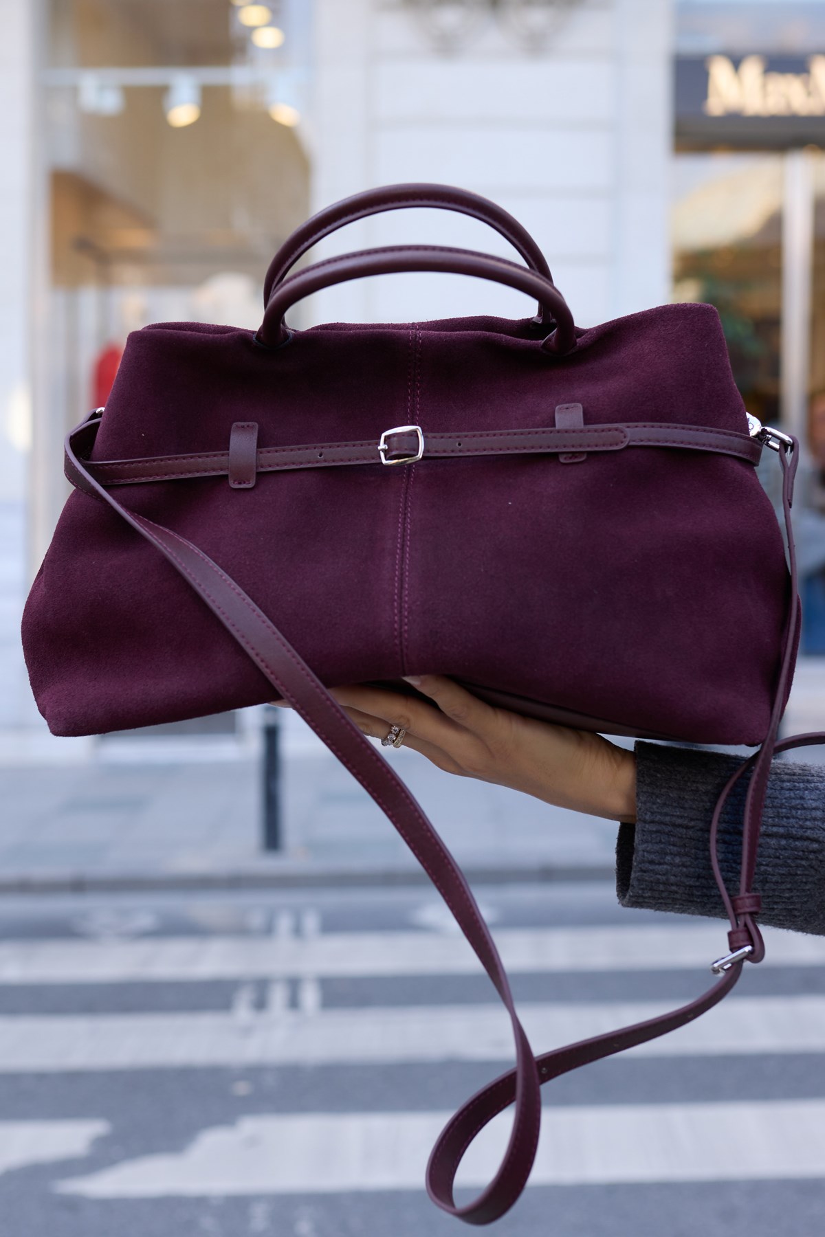 ALVİSTRA KADIN BORDO GERCEK SUET ÇANTA