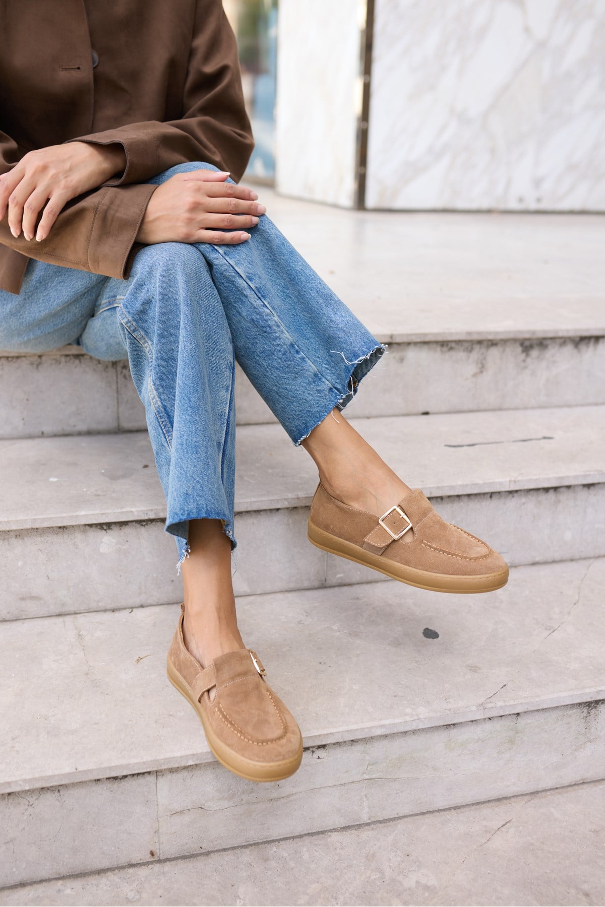 CARMEN KADIN TABA TUTUN GERCEK SUET LOAFER AYAKKABİ