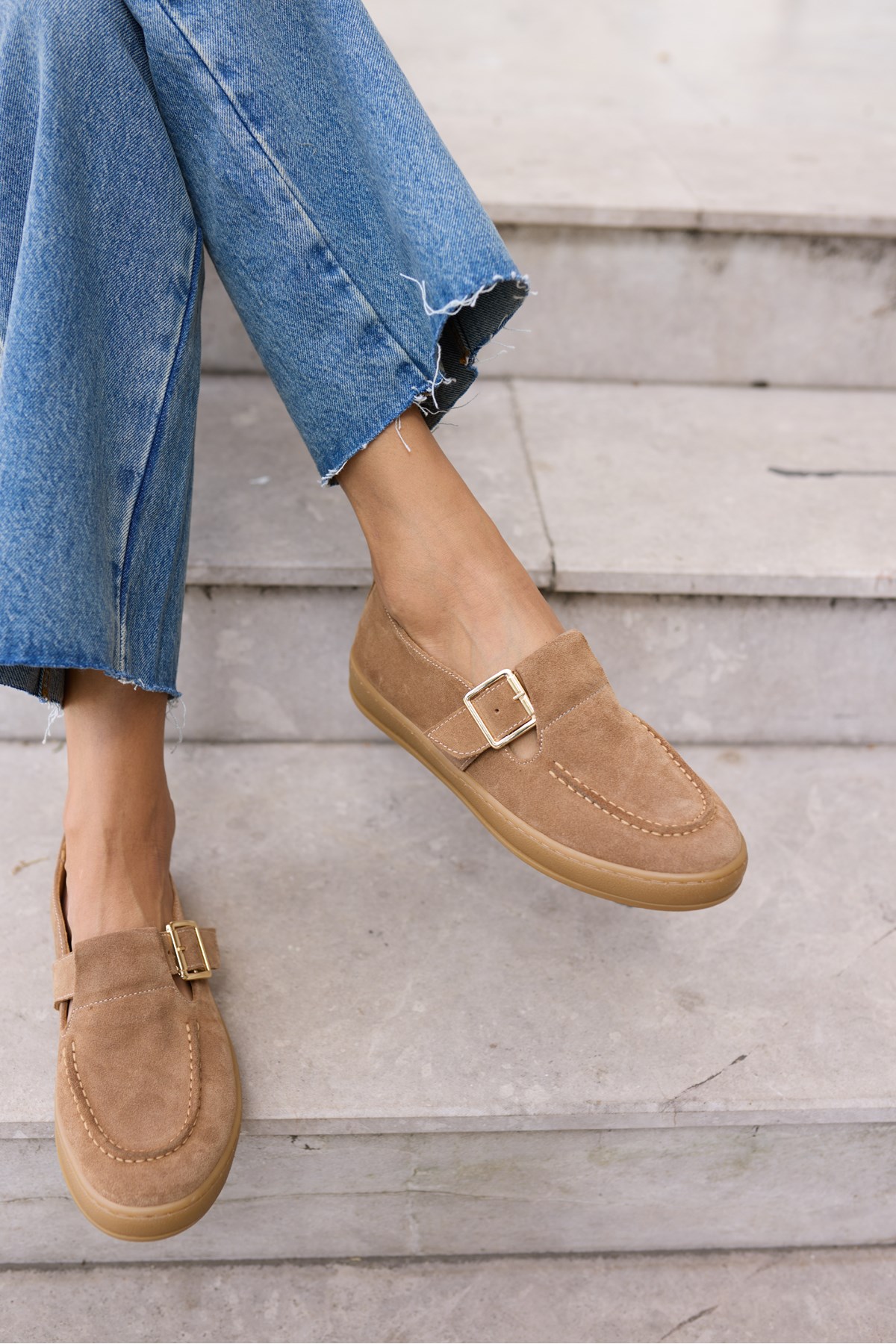 CARMEN KADIN TABA TUTUN GERCEK SUET LOAFER AYAKKABİ