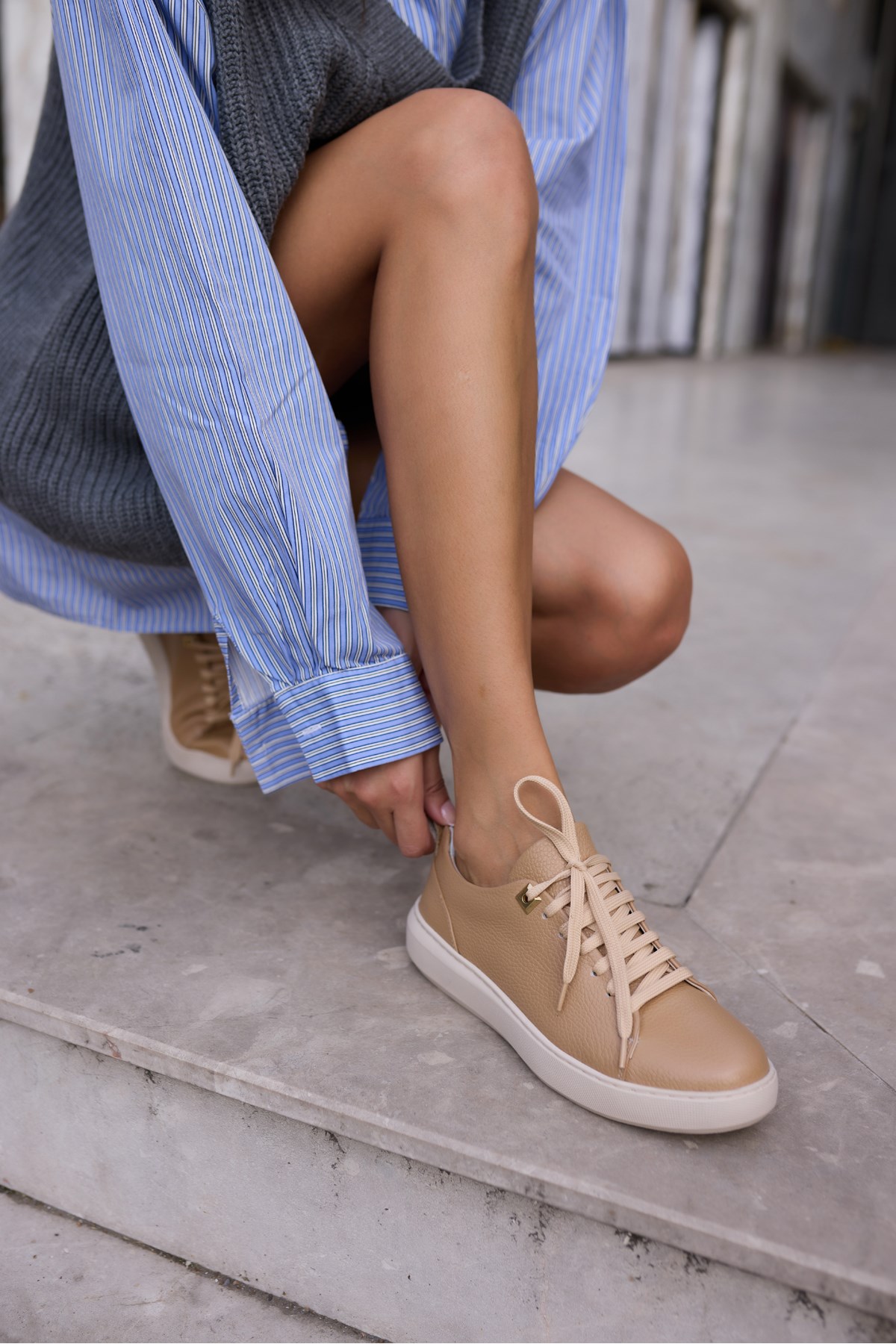 ARİANA KADIN NUDE GERCEK DERİ BAGCIKLI SNEAKER