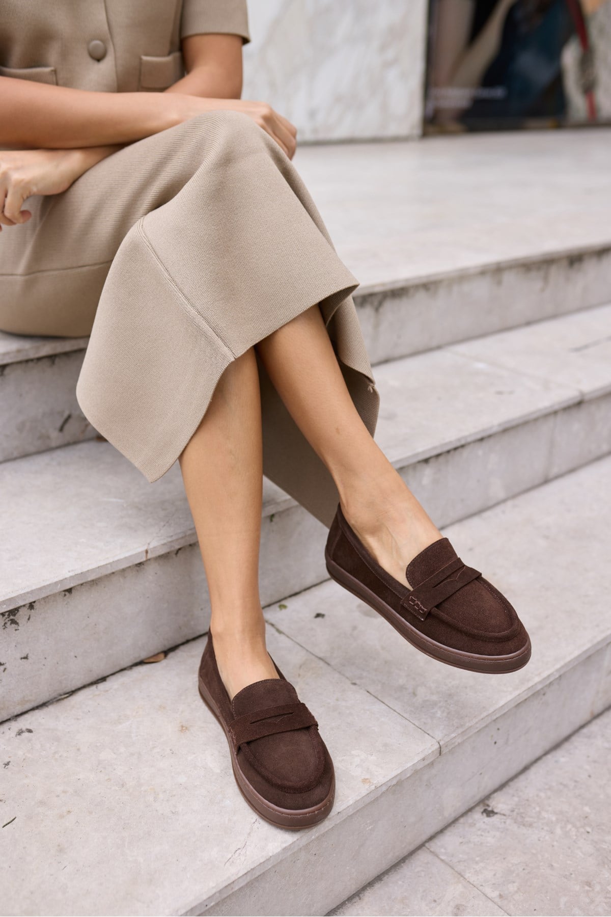 CRAFT KADİN KAHVERENGİ GERCEK SUET LOAFER AYAKKABİ