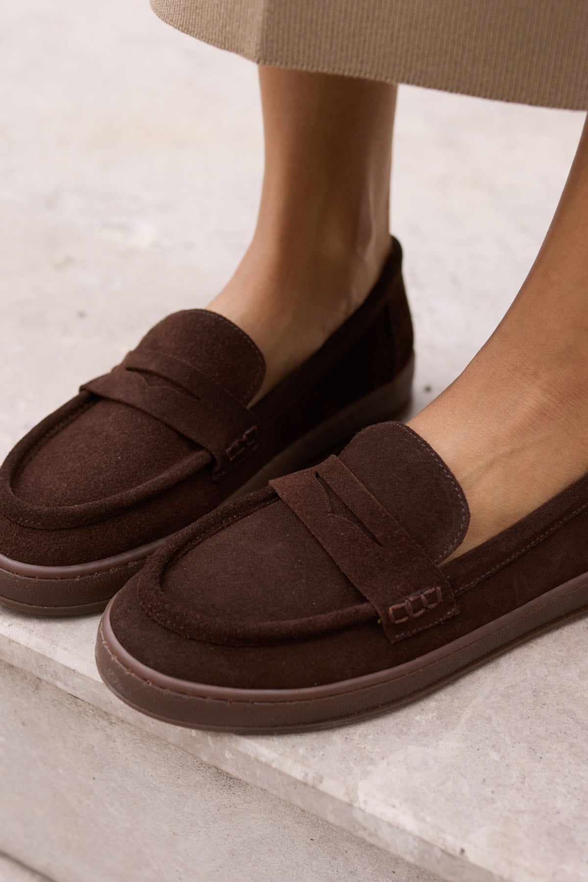 CRAFT KADİN KAHVERENGİ GERCEK SUET LOAFER AYAKKABİ