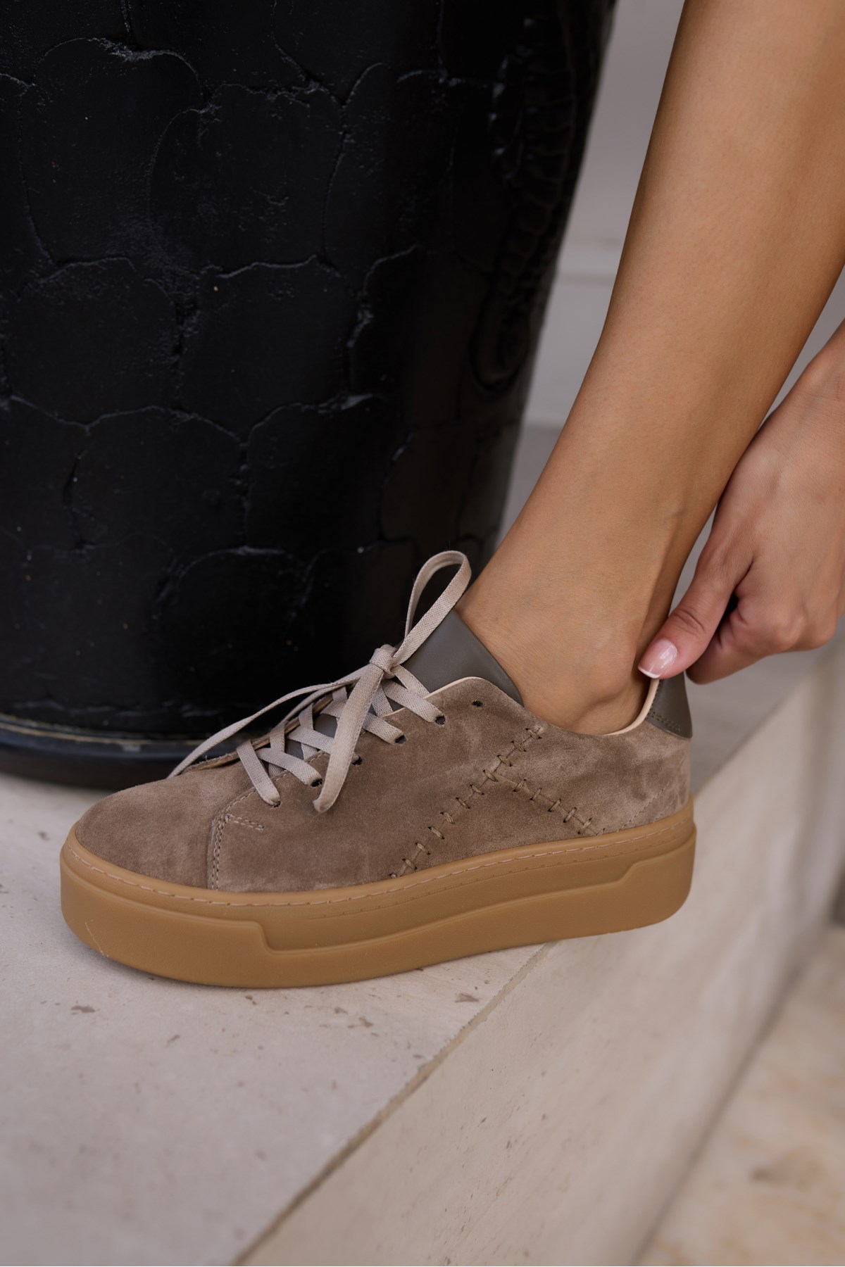 JENNY KADİN VIZON GERCEK DERİ 5 CM TABAN SNEAKER