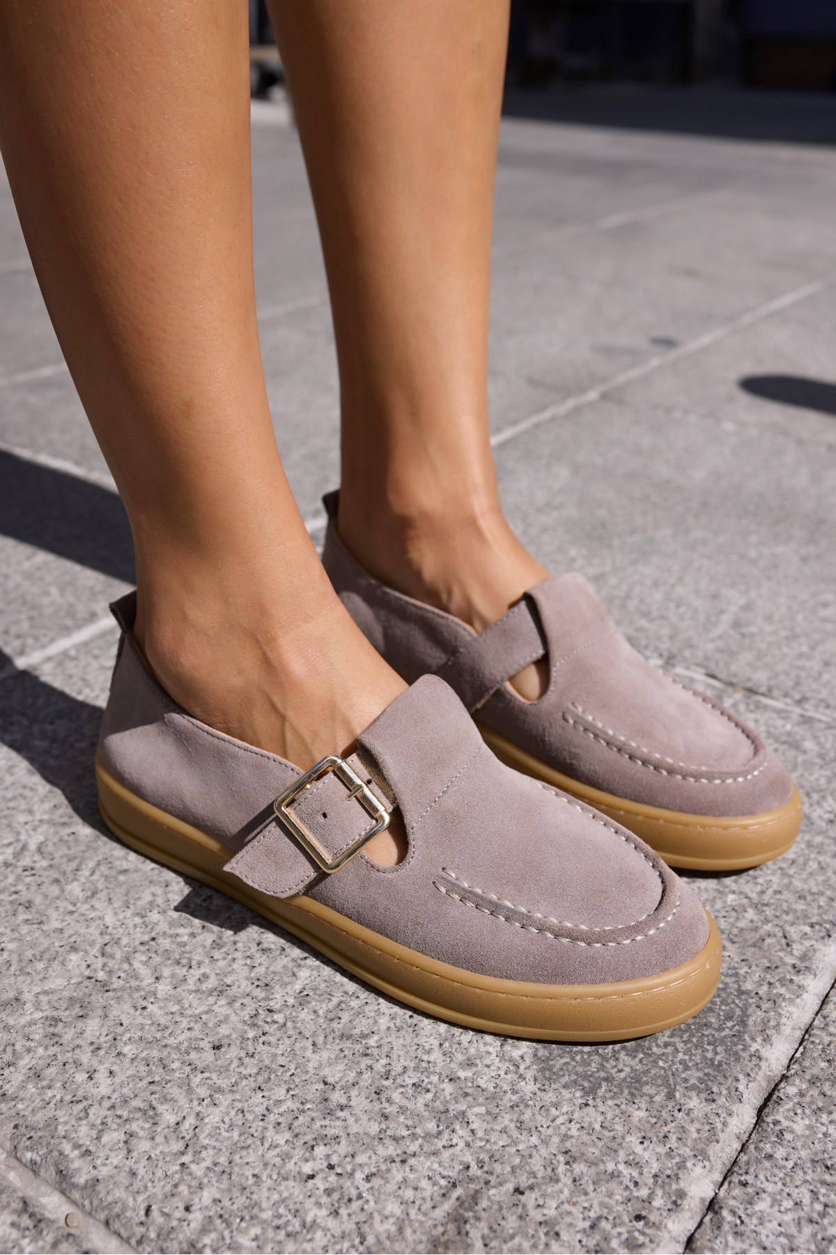 CARMEN KADIN VİZON GERCEK SUET LOAFER TOKALİ AYAKKABİ