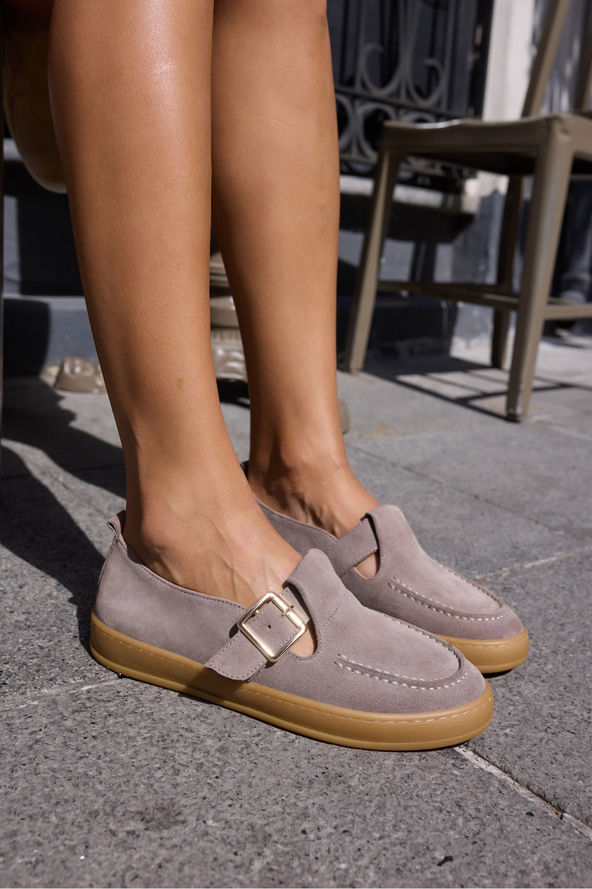 CARMEN KADIN VİZON GERCEK SUET LOAFER TOKALİ AYAKKABİ