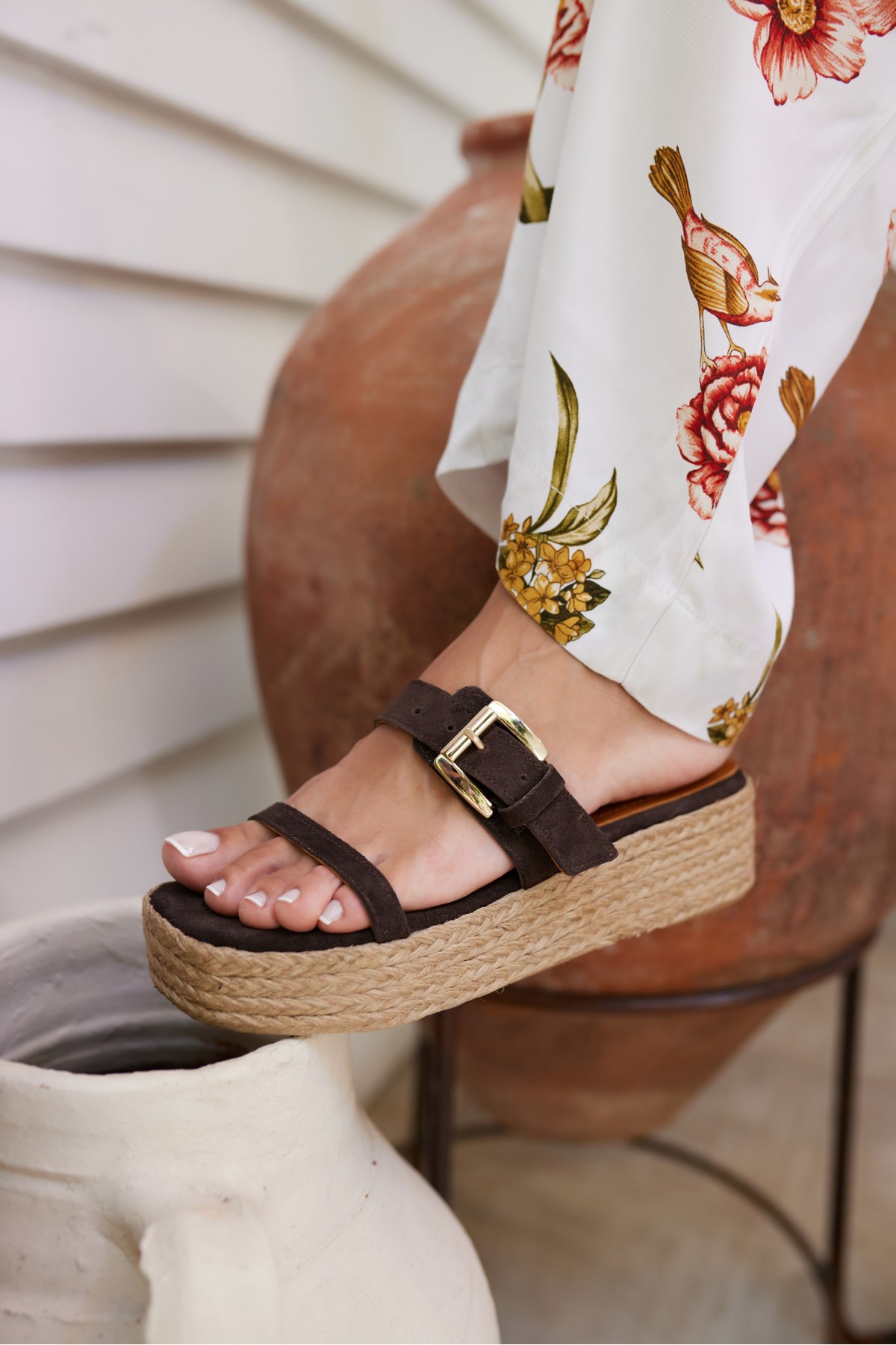 LUZY KADİN KAHVE GERCEK SUET ESPADRİL TERLIK