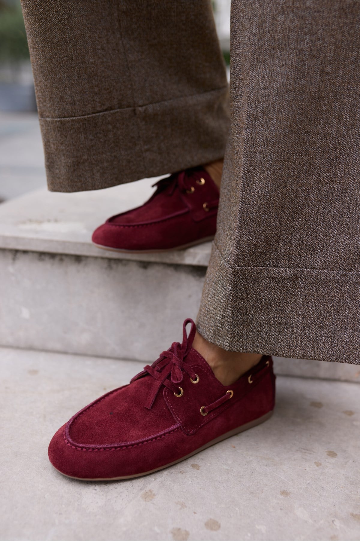 CLARO KADIN BORDO GERCEK SUET LOAFER AYAKKABİ