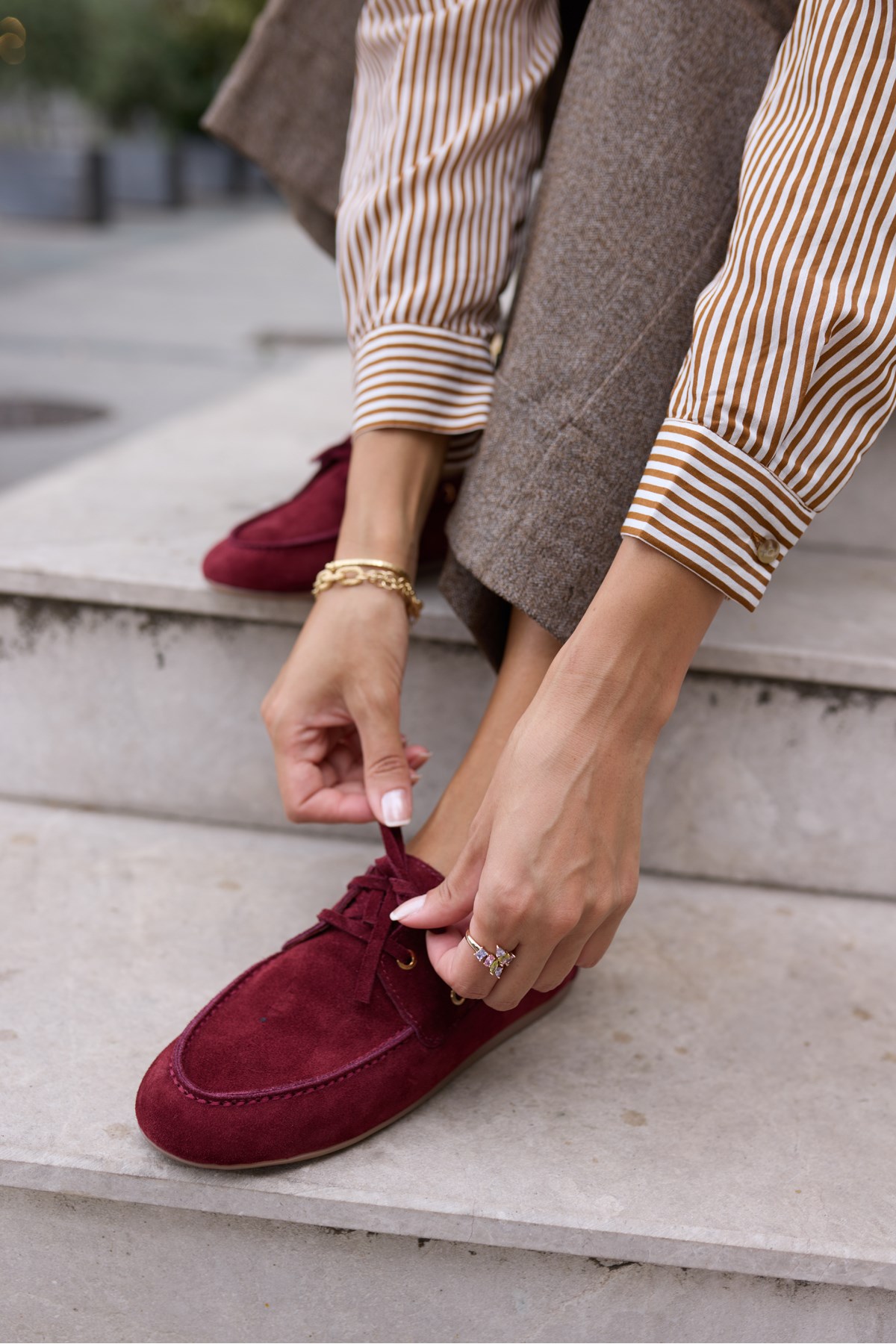 CLARO KADIN BORDO GERCEK SUET LOAFER AYAKKABİ