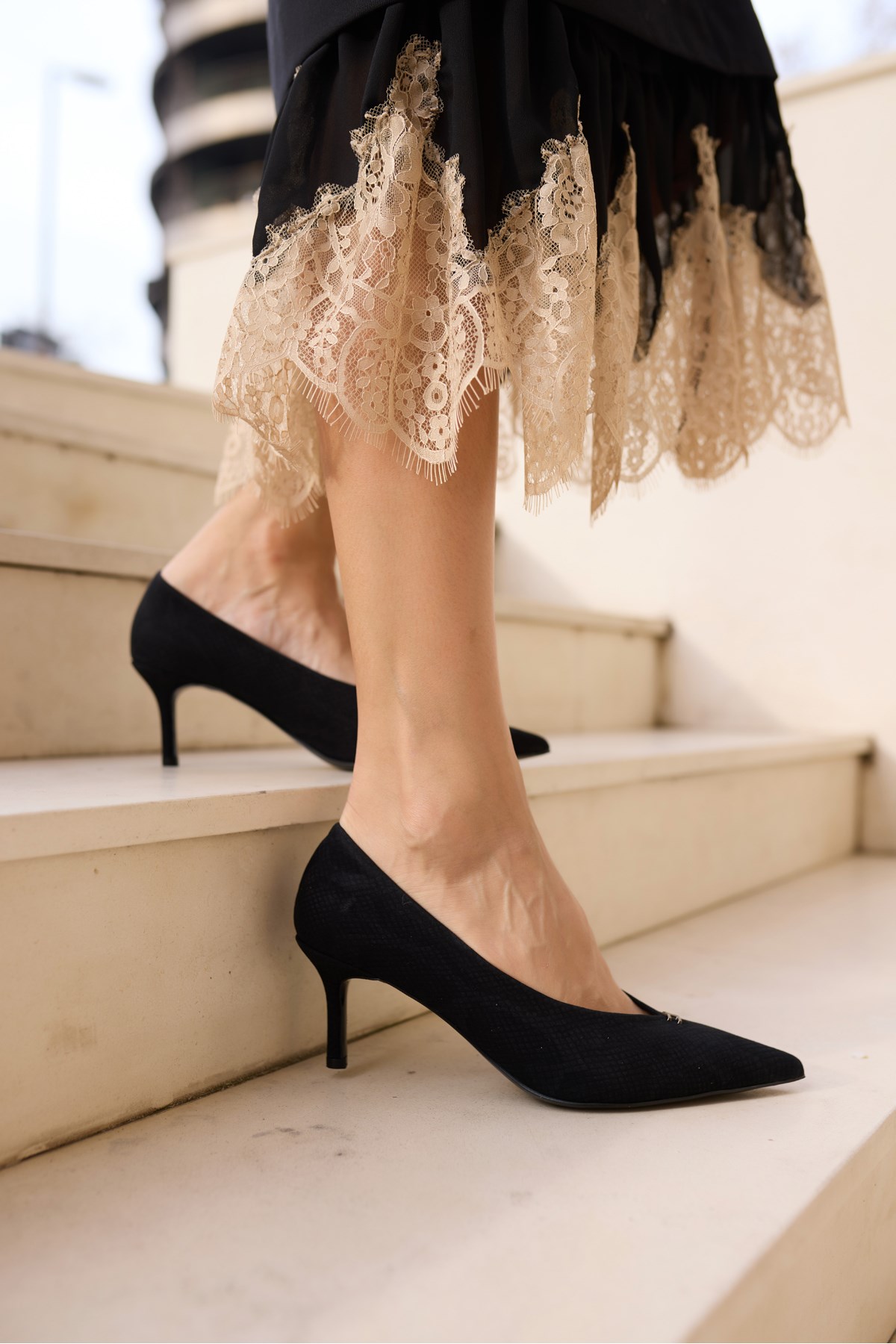 SOLARA KADİN SİYAH YILAN DESEN TOPUKLU STILETTO