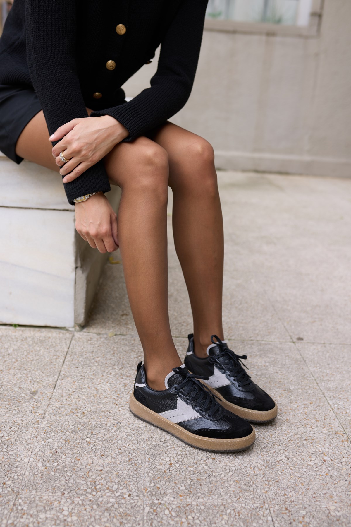 CORİA KADİN SİYAH GERCEK DERİ BAGCIKLI SNEAKER
