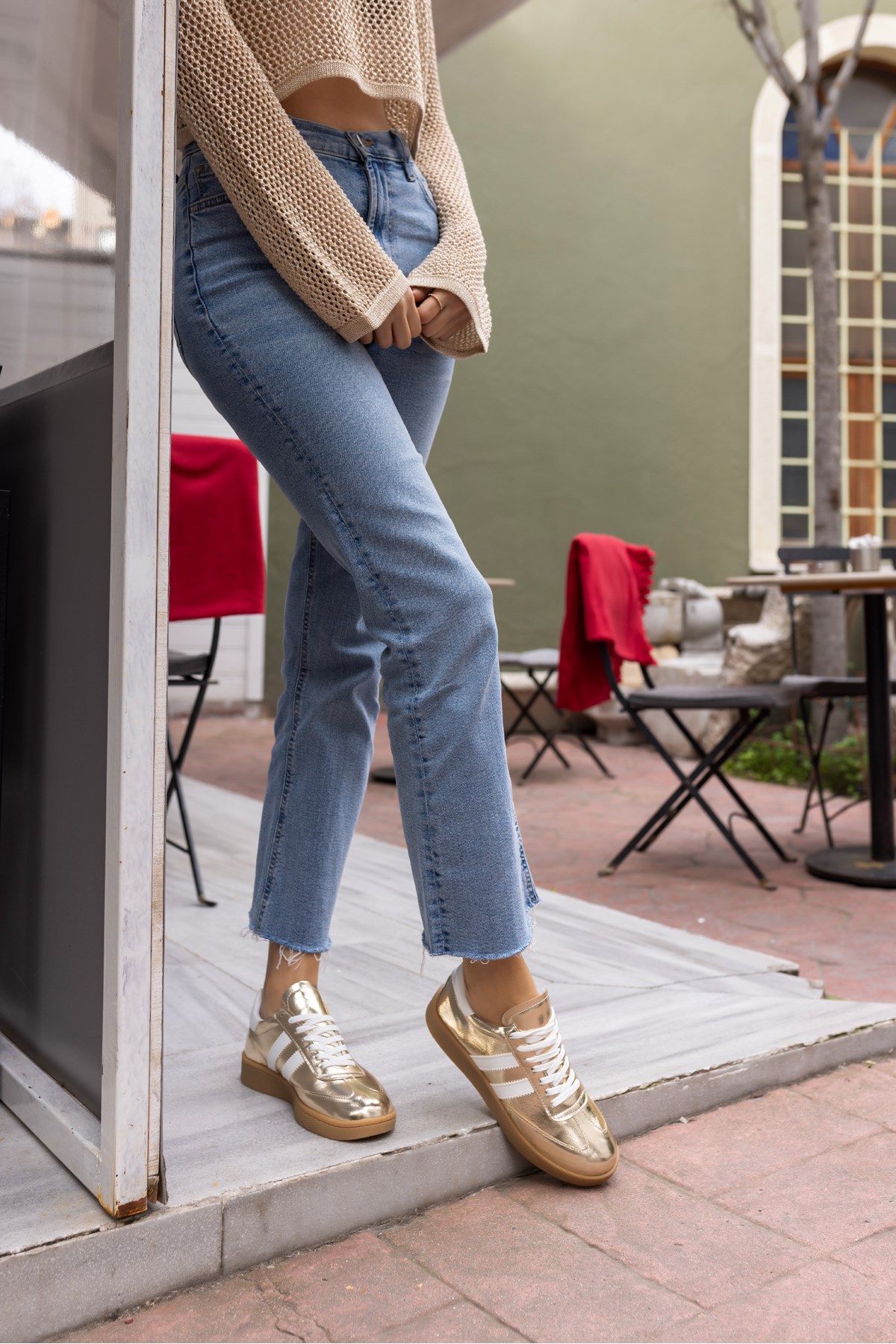 BRUCE KADIN GOLD ALTIN BAGCIKLI SNEAKER