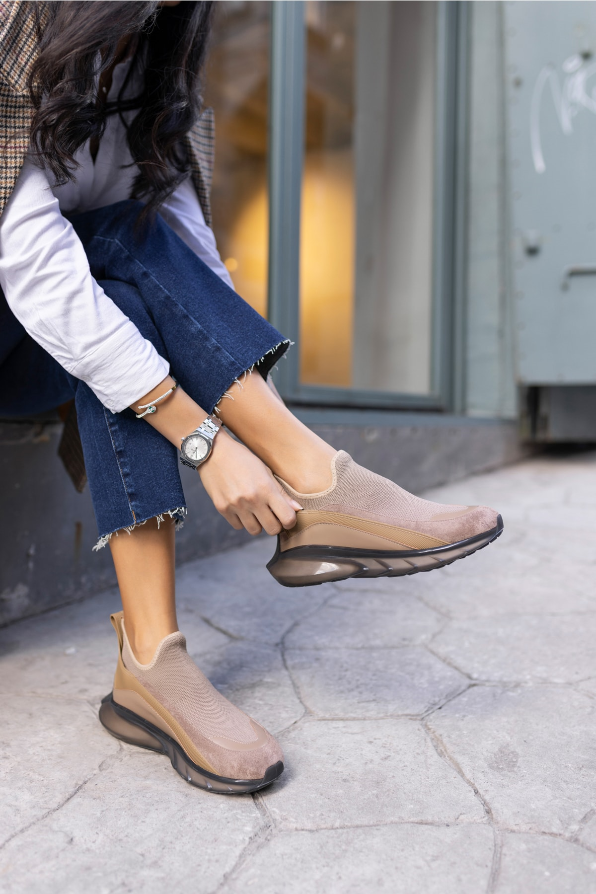 Calole Kadın Vizon Çorap Sneakers