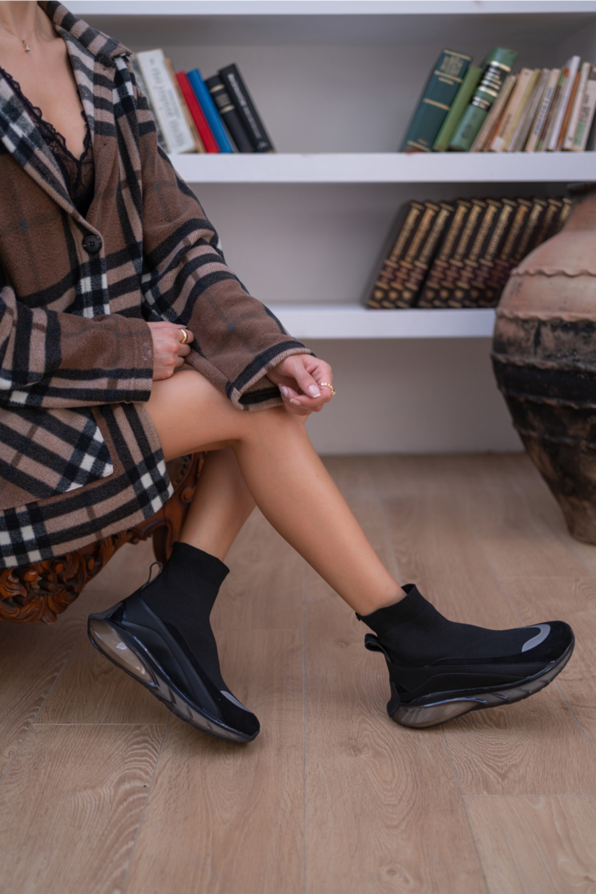 Cinner Kadın Siyah Trıko Air Taban Detay Sneakers