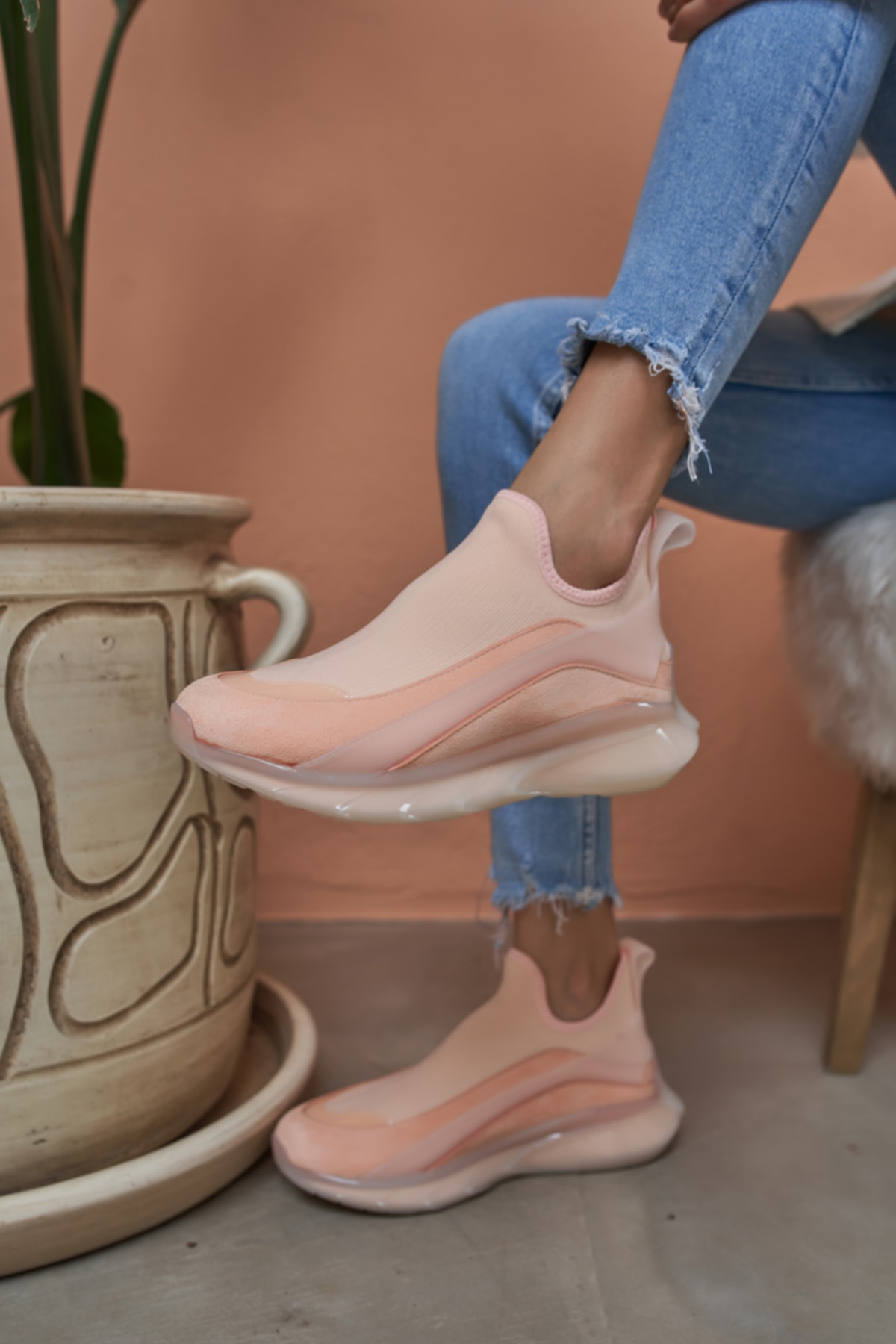 Calole Kadın Kavun Turuncu Airtaban Detay Sneakers Ayakkabi