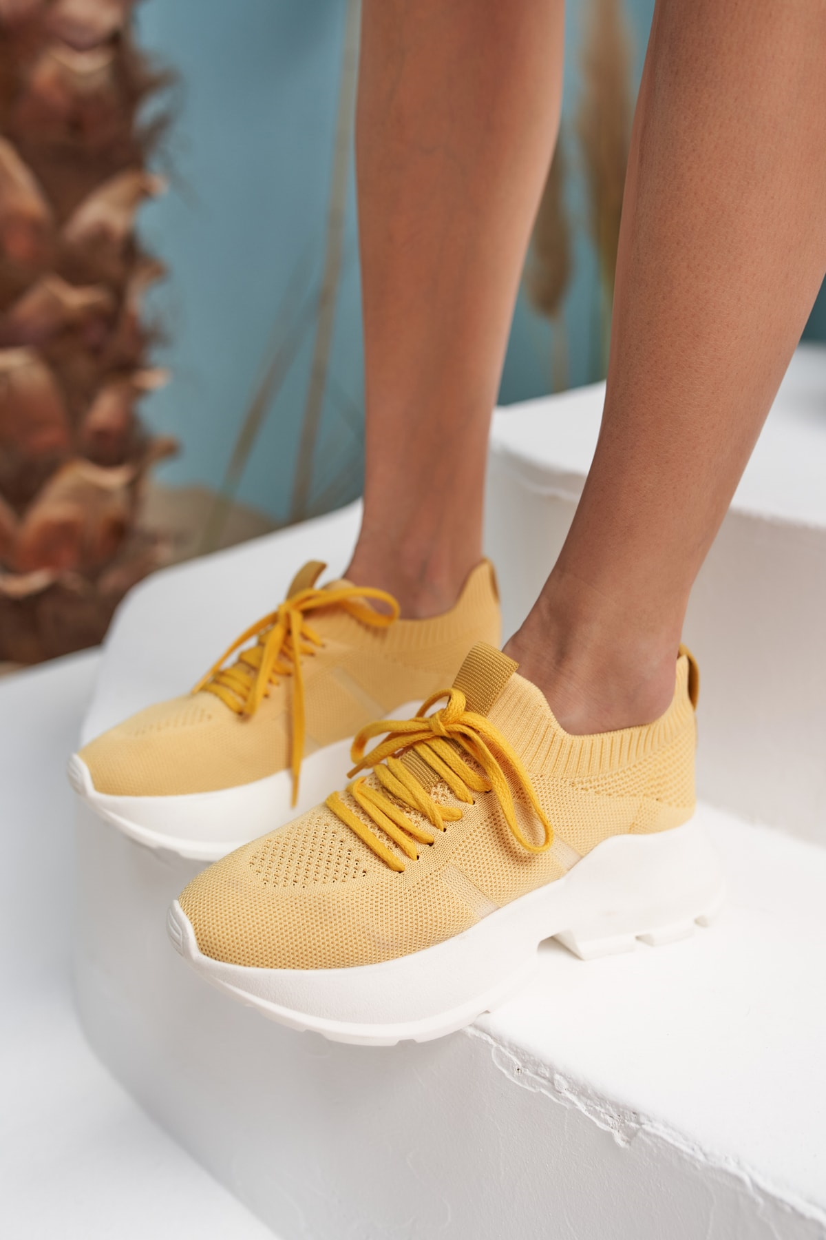 Giulla Kadın Sari Trıko Sneakers