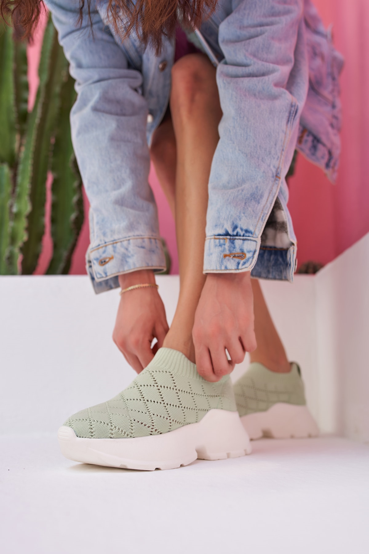 Alice Kadin Yeşil Trıko Sneakers