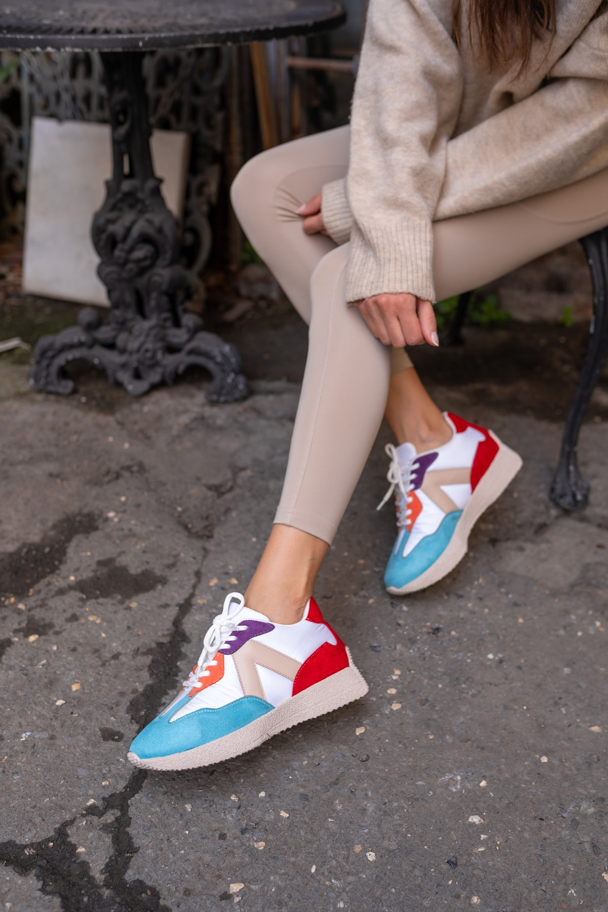 Cindia Kadin Mavi Beyaz Multi Sneakers