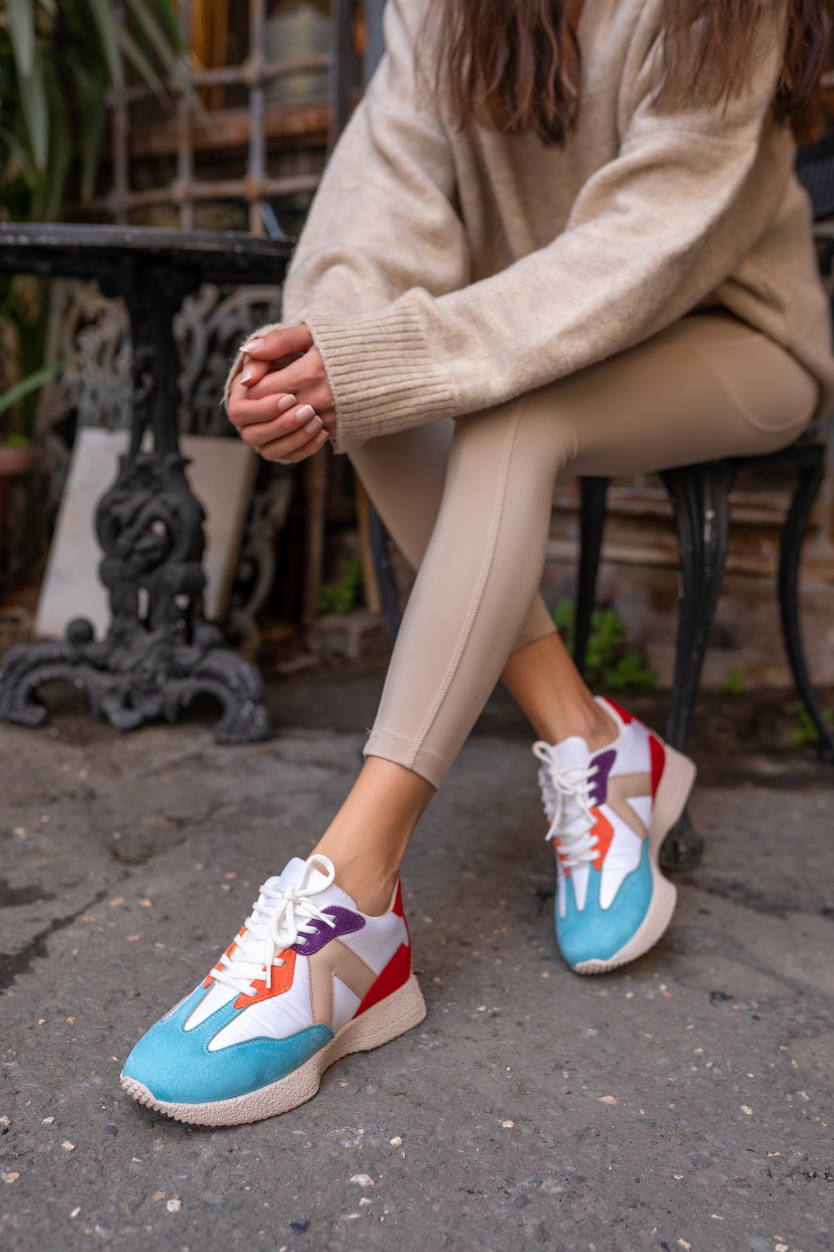 Cindia Kadin Mavi Beyaz Multi Sneakers