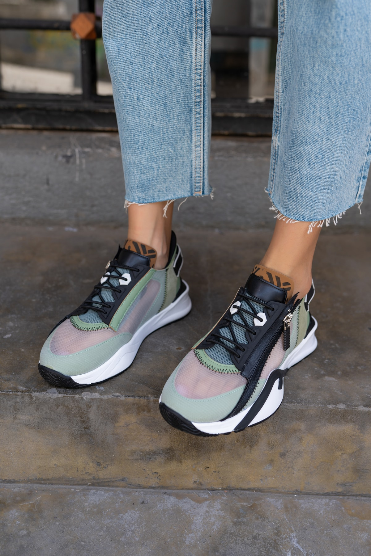 Mojca Kadin Yeşil File Detay Sneakers