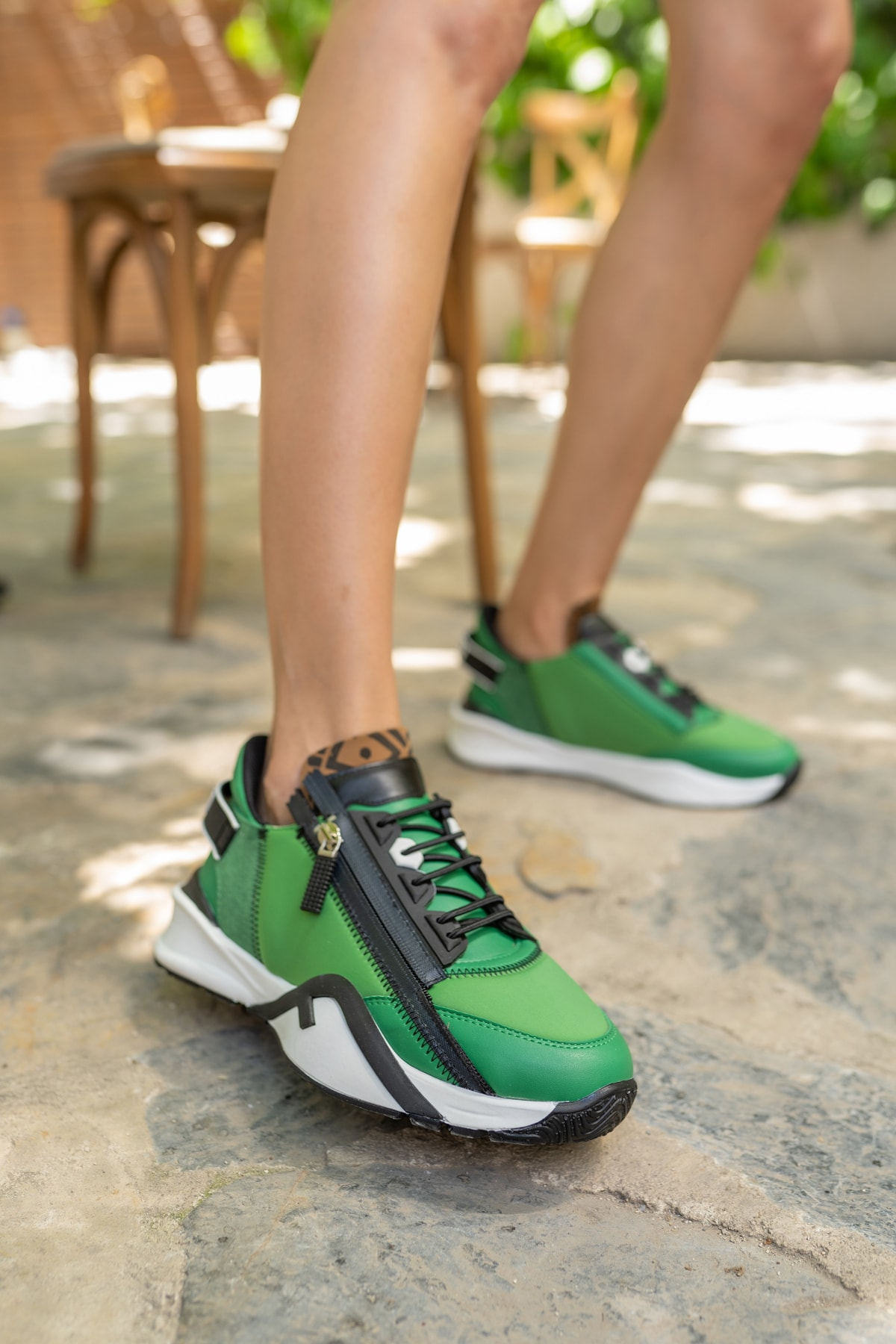 Jannıca Kadin Çimen Yeşil Scuba Kumaş Detay Sneaker